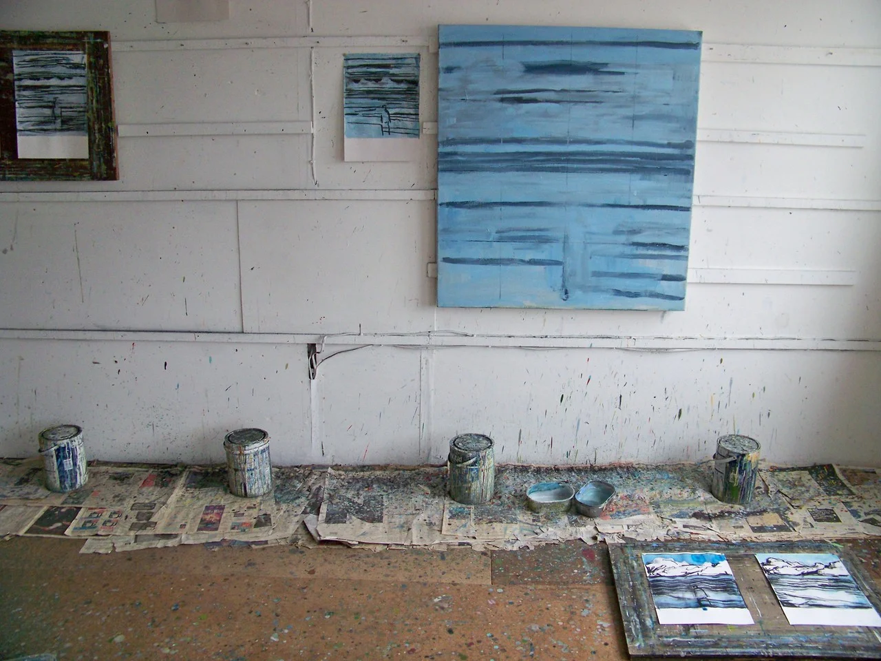 Things going on in the studio today. I have been making charcoal and watercolour drawings from small drawings I made last week at the beach. The canvas has been around in the studio since the summer in a nebulous state and I have been trying out a few ideas from the new drawings on it.