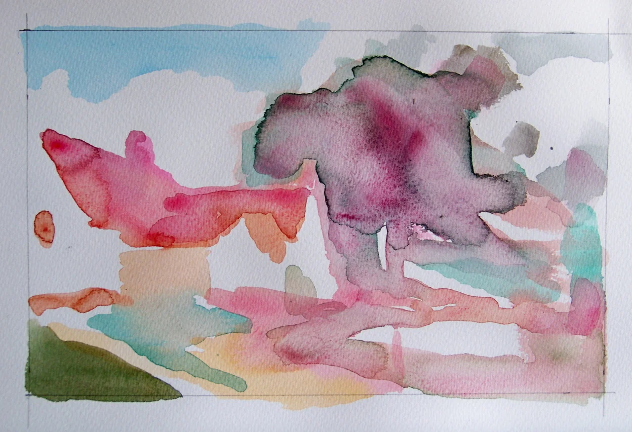 30th March 2012. Still thinking about Constable. I have an exhibition with the National Trust at Flatford in the summer so I am gathering together a group of work for that at the moment. Noah and I went into the National Gallery yesterday to see the Turners and the Constables so today I made a few small watercolours based on a sketch by Constable.