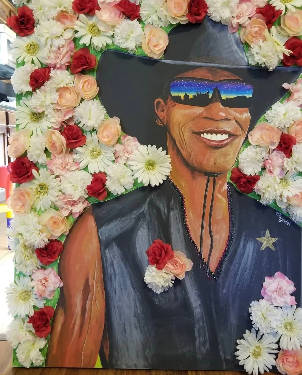 Kyndel Stumpff - Wow! What talent you have to create this 3D art piece! Love the details - right down to Sandy’s infamous muscular arms. :)