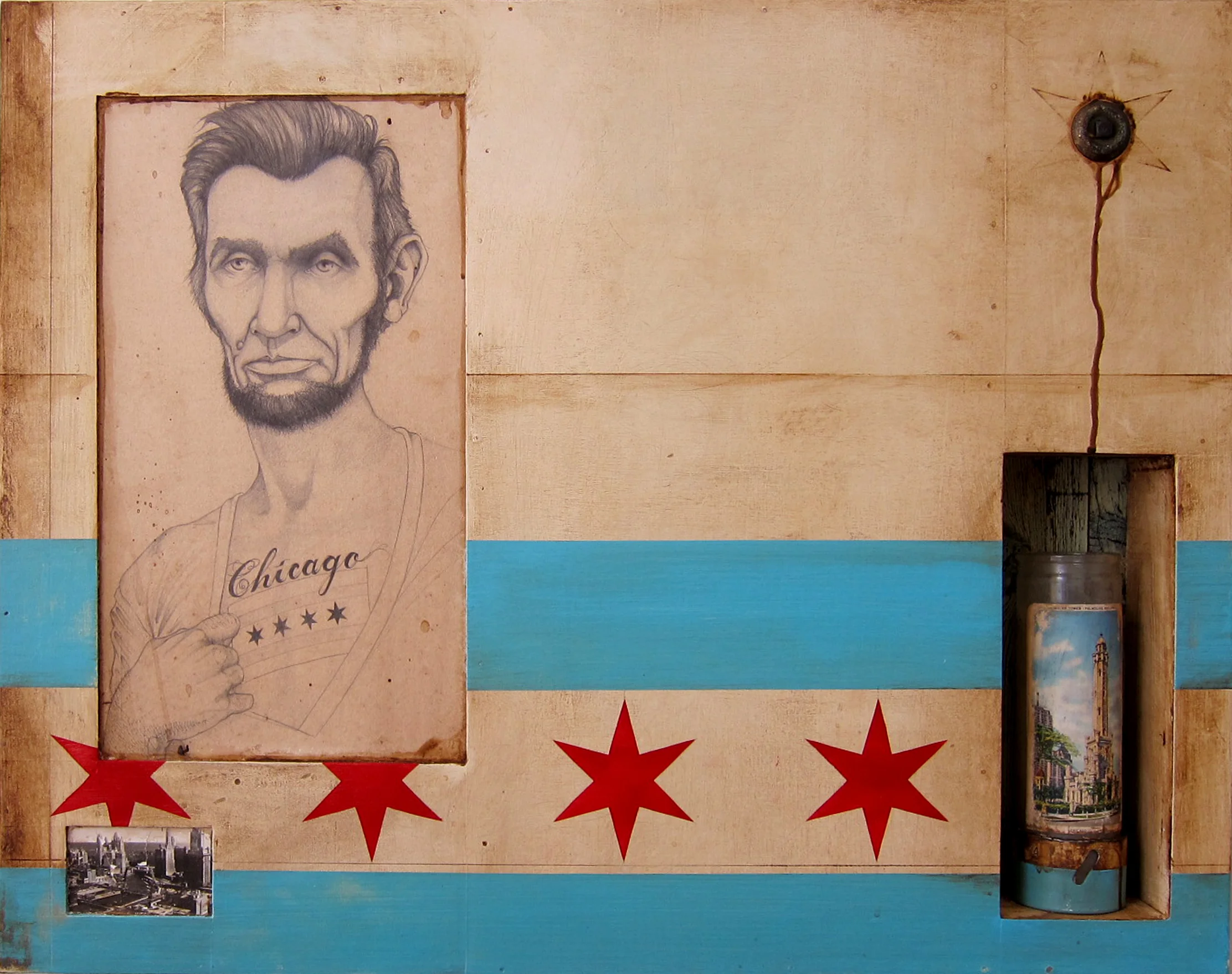 hipster abraham lincoln. 30" x 32". chicago private collection 