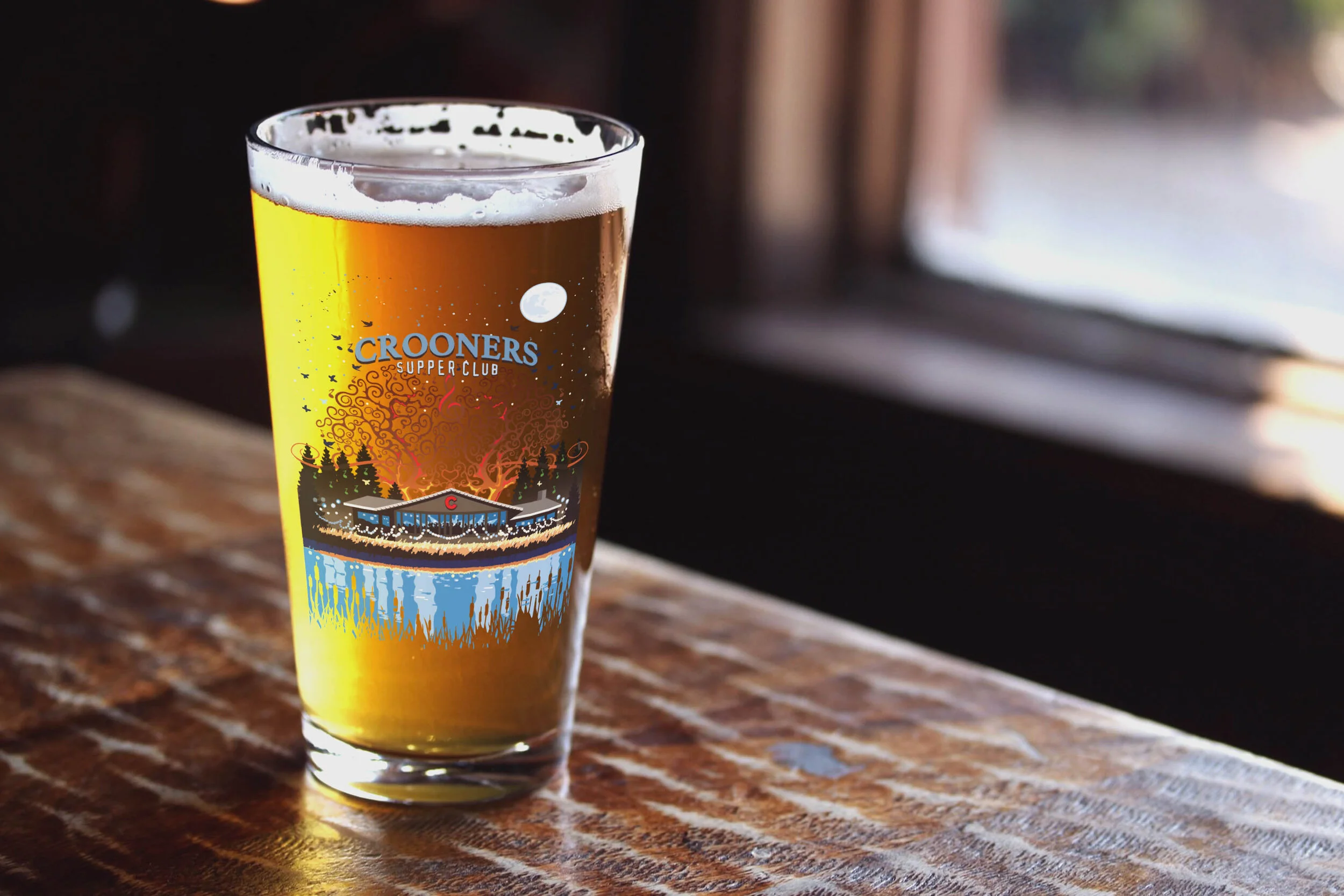 Lakeside Supper Club Pint Glass by Mark Herman — Crooners Supper Club