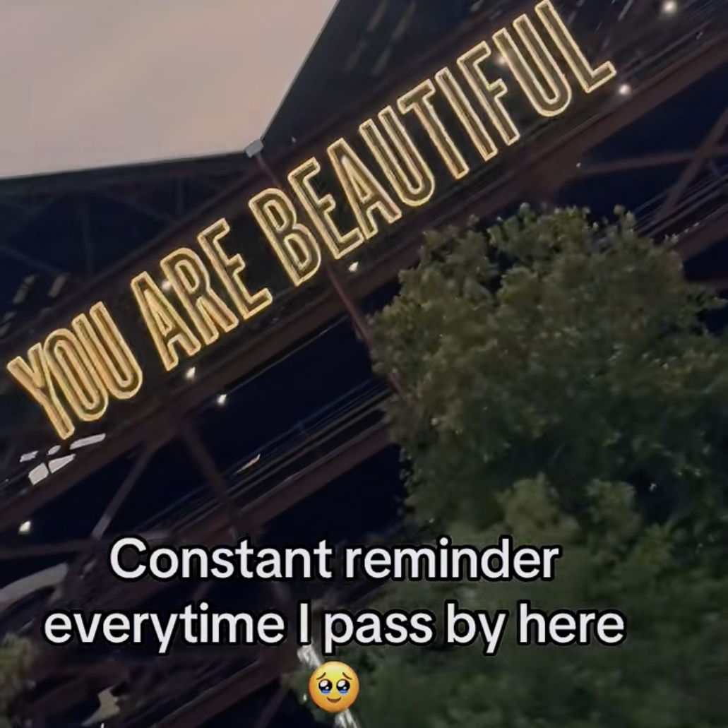    Matthew Hoffman You Are Beautiful public artwork integrated into San Antonio cityscape