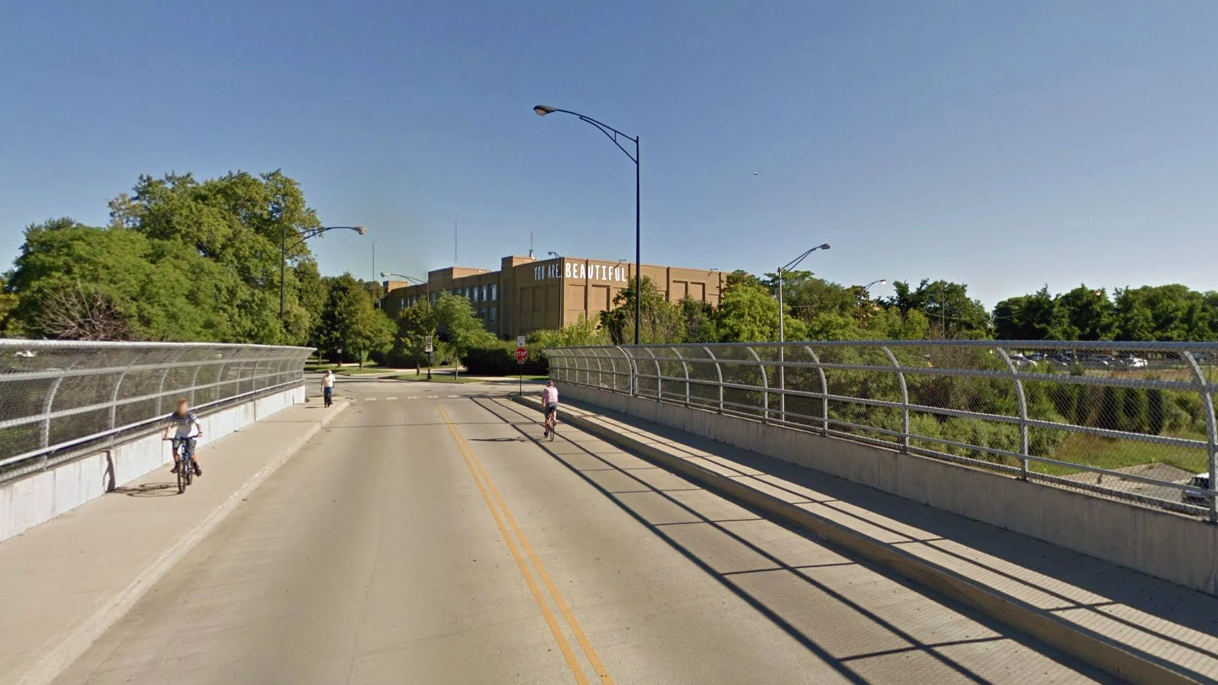 Matthew Hoffman You Are Beautiful mural Taft High School Chicago large scale building text installation