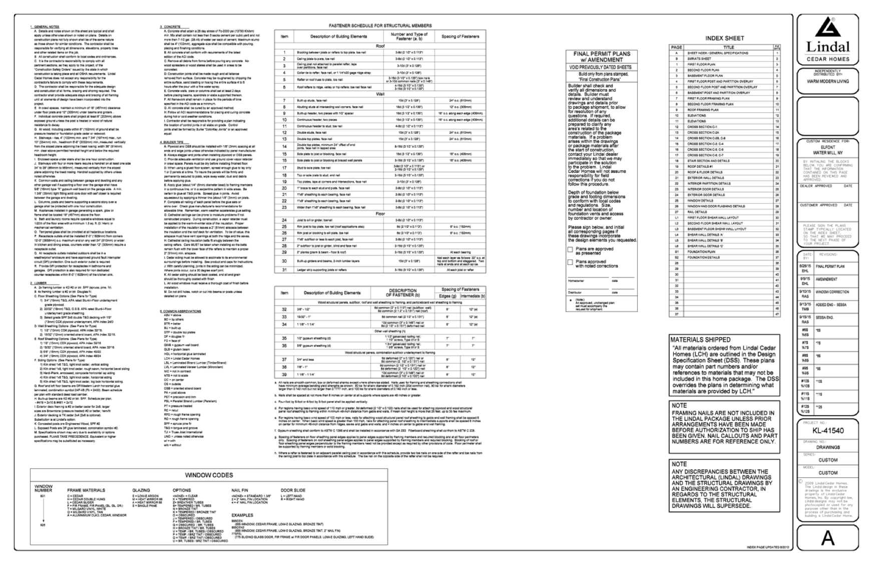 Completed permit plans, 34 pages (October)