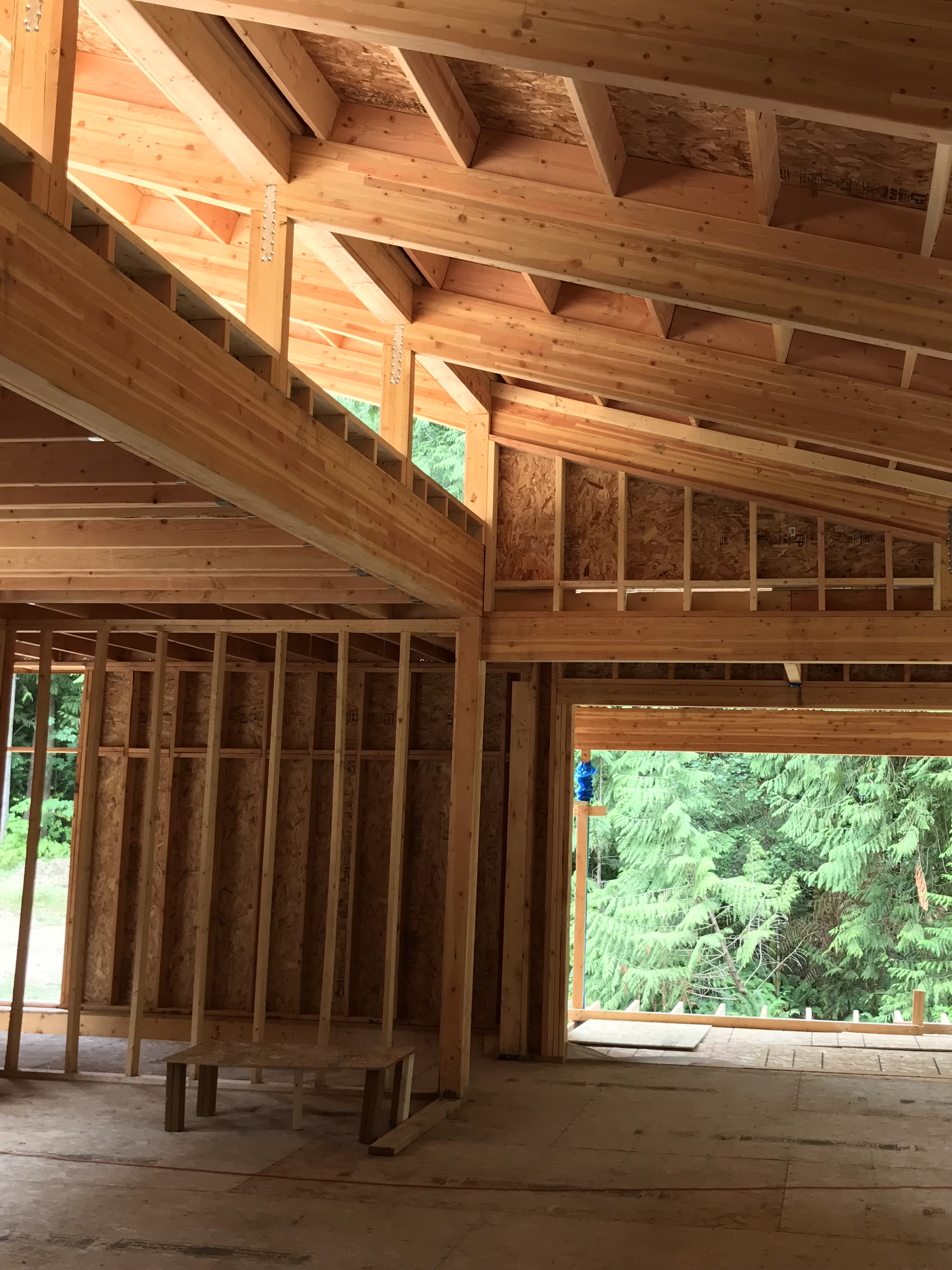 The 27’ wide clerestory admits sunlight into the center of the house. The openings will be filed with operable awning widows that will allow the hot air to naturally escape, drawing cooler air in through low awning windows near the floor on the opposite window wall.