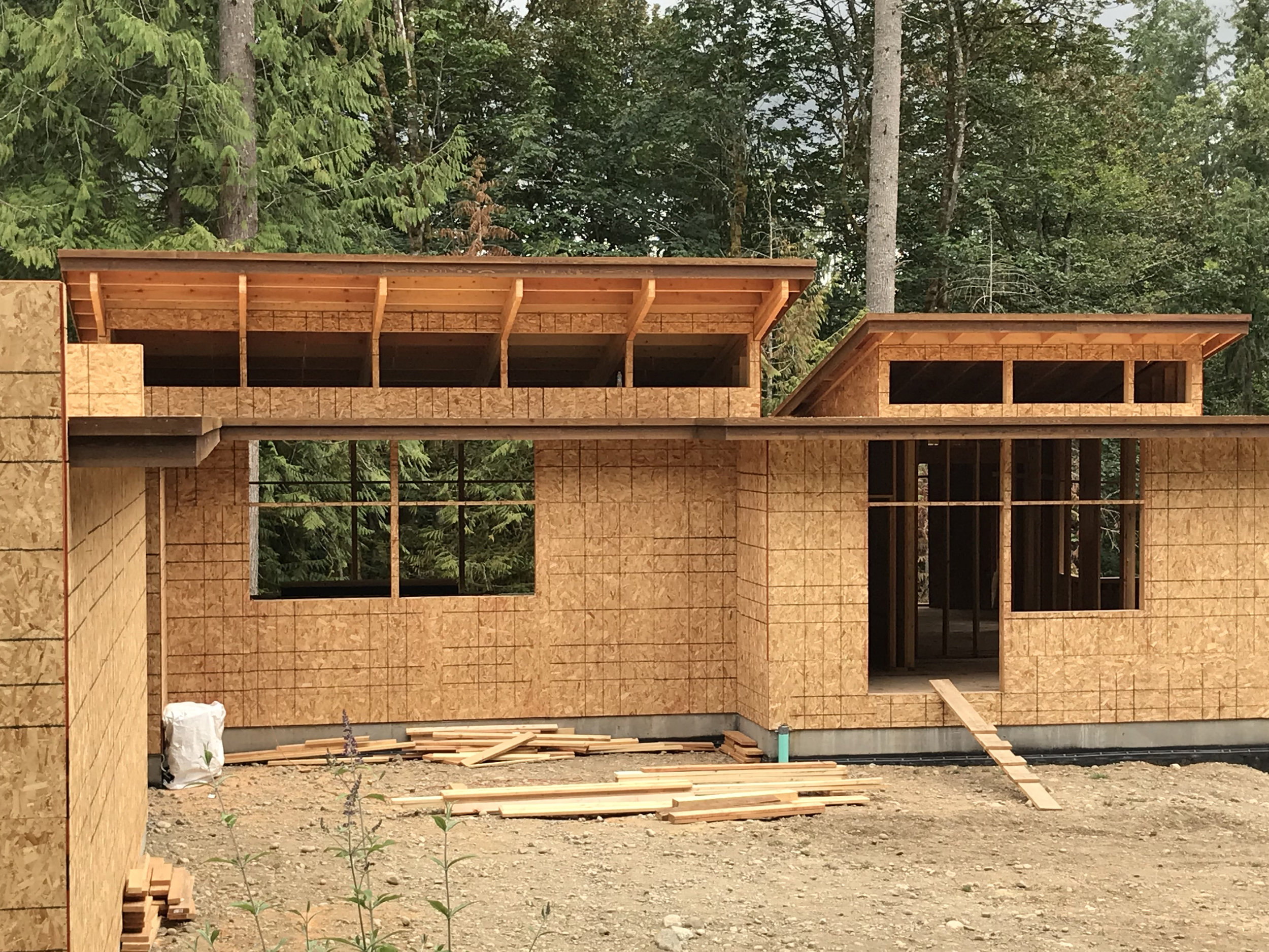   The view side of the house faces north (no direct sunlight.  By lifting the roof with a clerestory, we admit southern sunlight directly into the center of the house.  