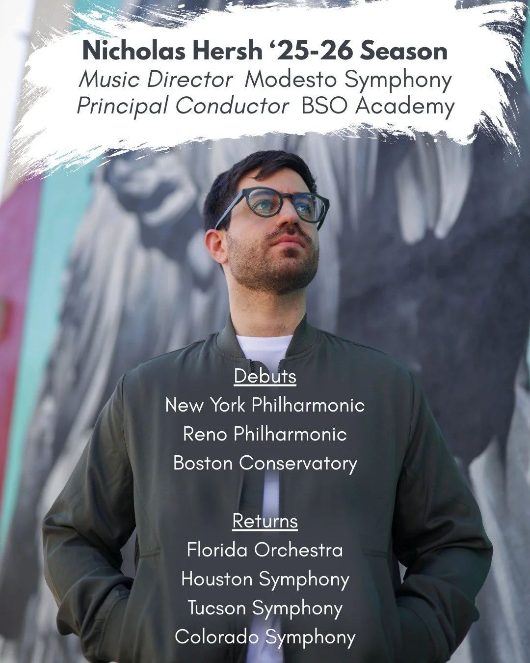Happy to share some exciting projects and appearances with fantastic colleagues across the country, including:

3️⃣ My third season as Music Director of the fabulous @modestosymphony

🌟 Debuts with @nyphilharmonic, @bostonconservatory &amp; Reno Phi
