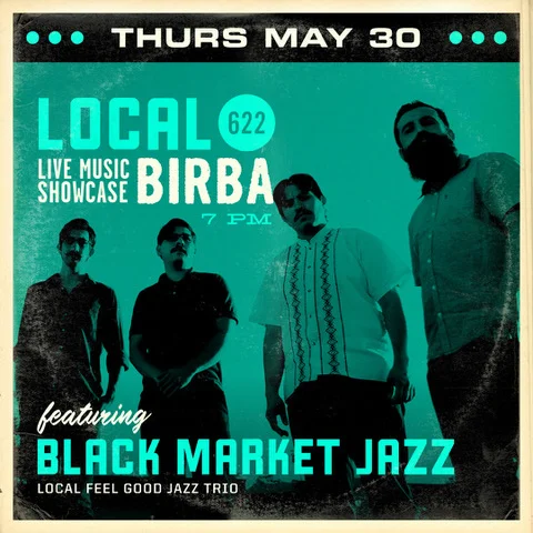 5/30 - Black Market Jazz (Smokey Jazz Trio) Local feel good jazz trio. Links: https://www.facebook.com/blackmarketjazz