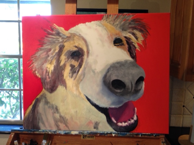  I also did this painting of a stray dog for the shelter.&nbsp; 