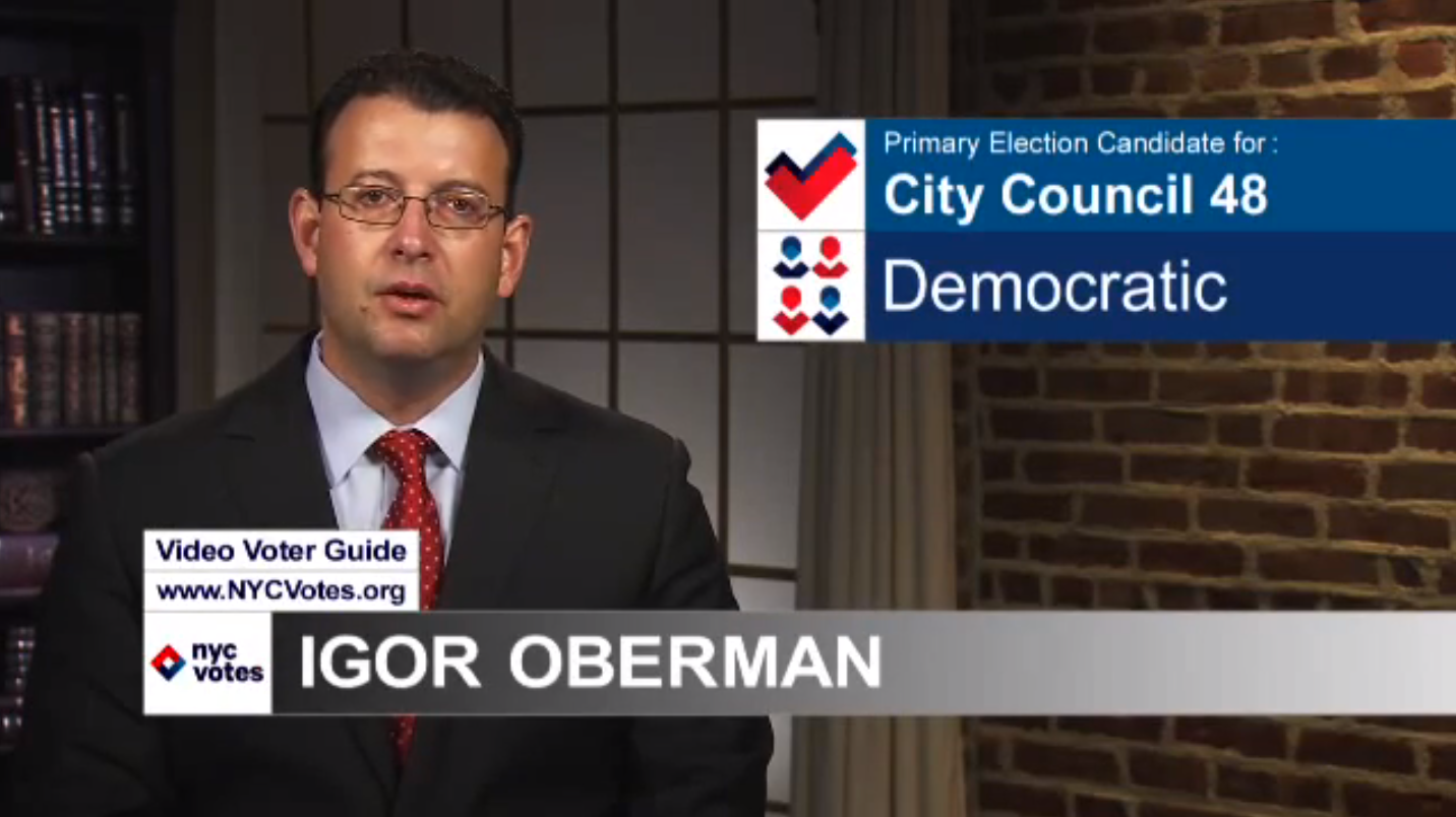 Former Taxi and Limousine Commission counsel Igor Oberman was admonished by the city's Department of Investigation for having used his office resources at the Taxi Commission to work on his campaign for the City Council in 2013, leading to a fine by the Conflicts of Interest Board . Source : Igor Oberman/Campaign Finance Board YouTube Screen Shot
