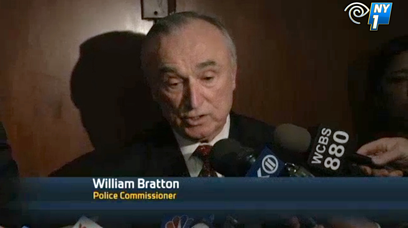 NYPD Commissioner William Bratton was interviewed by TV reporters about today's shooting death of Calvin Peters, a man described to have lived with mental health needs. Mayor Bill de Blasio made promises last month that the city's law enforcement would stop treating people with emotional or mental health needs with medical care instead of treating them as criminals. Source : NY1 News Screen Shot