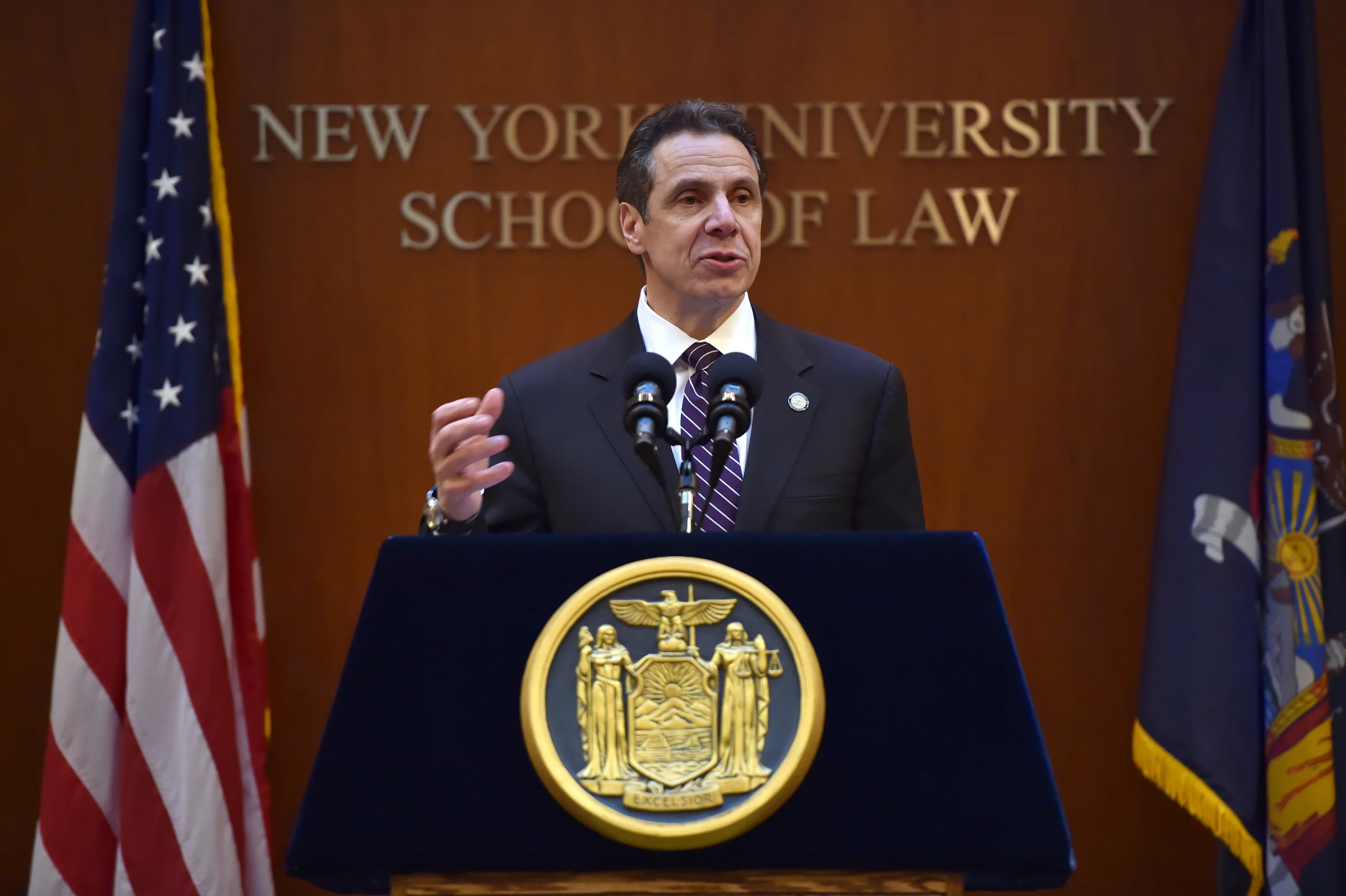 Governor Andrew Cuomo announced a five-point ethics reform plan during an address at New York University School of Law on February 2, 2015. Some government reform activists believe that a Republican Party-controlled State Senate may block efforts to pass aggressive ethics reform legislation. In 2014, Governor Cuomo reportedly entered into a secret pact to ensure that the Republican Party remained in the majority in the State Senate. Source : Official Photograph/Kevin P. Coughlin/Office of the Governor/Flickr