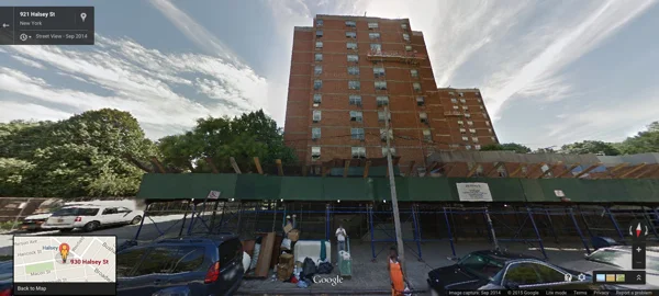 930 HALSEY STREET, A PROJECT-BASED, SECTION 8 BUILDING FORMERLY OWNED BY NYCHA IN BEDFORD-STUYVESANT, BROOKLYN, RECEIVED MAJOR IMPROVEMENTS IN THE TIME BEFORE THE BUILDING WAS SOLD TO A CONSORTIUM OF PRIVATE REAL ESTATE DEVELOPERS. THE ABOVE PHOTOGRAPH IS DATED SEPTEMBER 2014, THREE MONTHS BEFORE THE STRUCTURED FINANCE TRANSACTION CLOSED, DEMONSTRATING THAT SOME OF THE BUILDINGS SOLD MAY NOT HAVE BEEN AS DILAPIDATED AS NYCHA CLAIMED. SOURCE : GOOGLE STREET VIEW