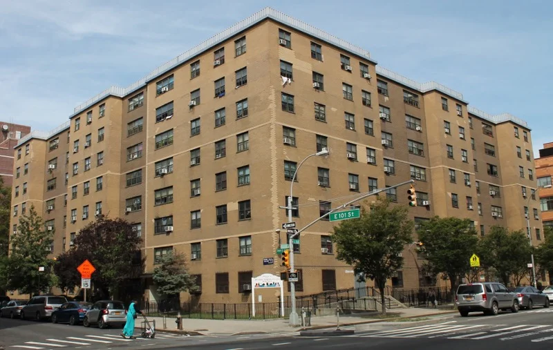 The drinking water at an apartment at Metro Plaza North , a public housing apartment building located in Spanish Harlem, was tested by the New York City Housing Authority for lead , and test results showed a reading of 1,249 ppb, a level more than 83 times an important threshold set by the U.S. Environmental Protection Agency . Source : Louis Flores/Progress Queens