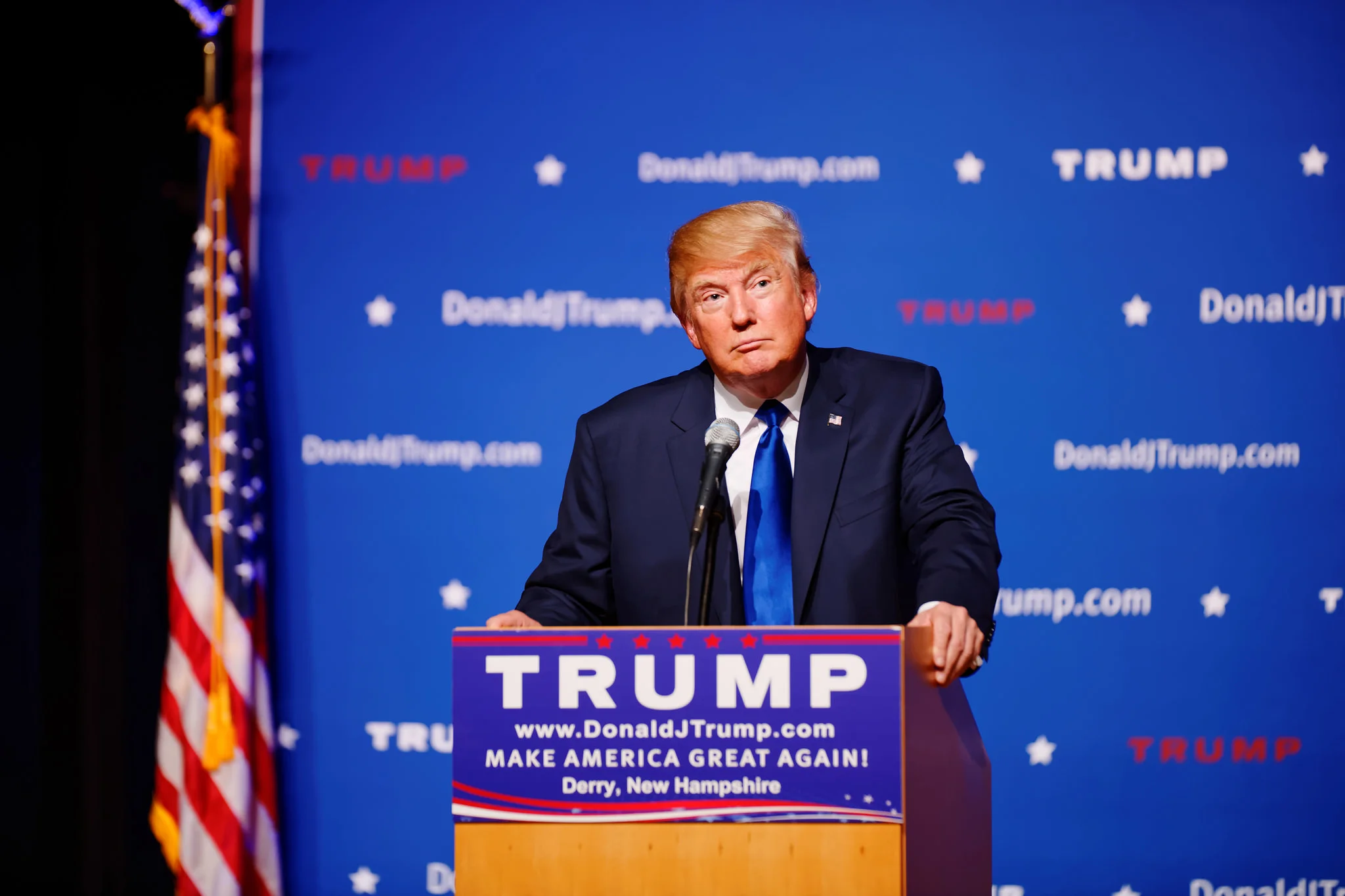 President-elect Donald Trump , appearing in 2015 at a town hall event at Pinkerton Academy in Derry, NH. President-elect Trump has not announced his plans for the leadership of the U.S. Attorney's Office in Brooklyn, now headed by U.S. Attorney Robert Capers . Source : Michael Vadon/Flickr (CC 2.0 Generic)