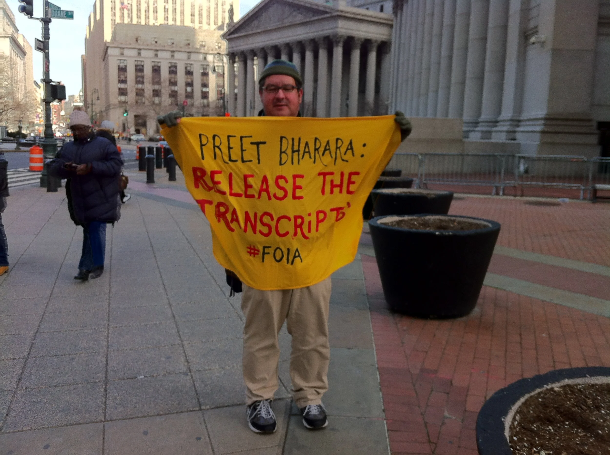 The publisher of Progress Queens outside the Thurgood Marshall U.S. District Courthouse in Manhattan. Source : Progress Queens