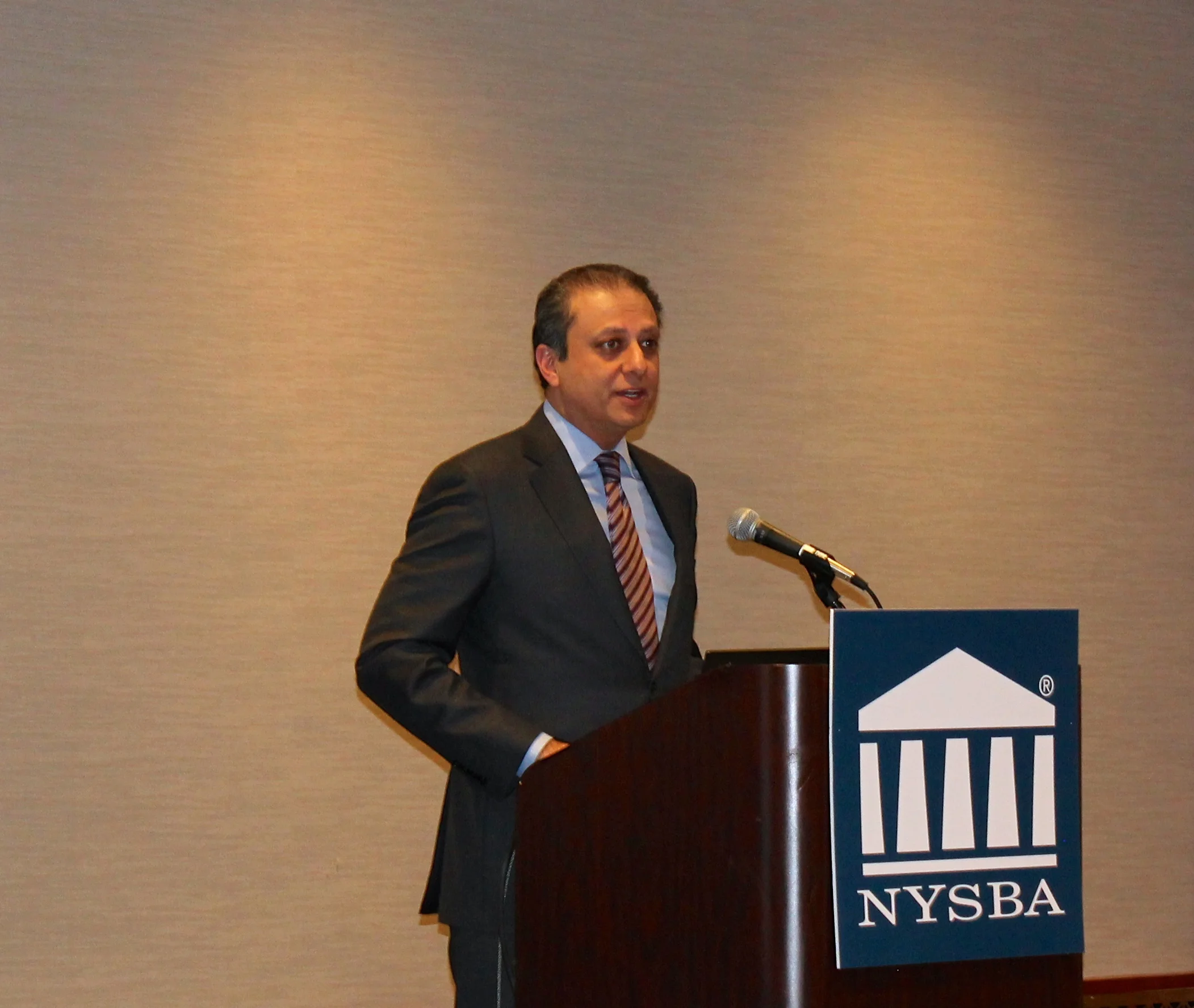 In January 2017, U.S. Attorney Preet Bharara received an award from the New York State Bar Association at its annual convention in Manhattan. U.S. Attorney Bharara routinely delivers speeches to banks, universities, and in public settings. However, not all of the records of U.S. Attorney Bharara's speeches are made public. For example, Web pages maintained by the U.S. Attorney's Office only publish the transcripts of some of U.S. Attorney Bharara's speeches. The publisher of Progress Queens filed a FOIA Request, seeking the release of records of U.S. Attorney Bharara's speeches. When the U.S. Department of Justice made determinations that would prevent the release of the records, the publisher of Progress Queens filed an administrative appeal of those determinations. When the DOJ failed to answer the FOIA Appeal, the publisher of Progress Queens commenced the FOIA Lawsuit. U.S. District Court Judge John Koeltl is overseeing the litigation. Source : Louis Flores/Progress Queens File Photograph