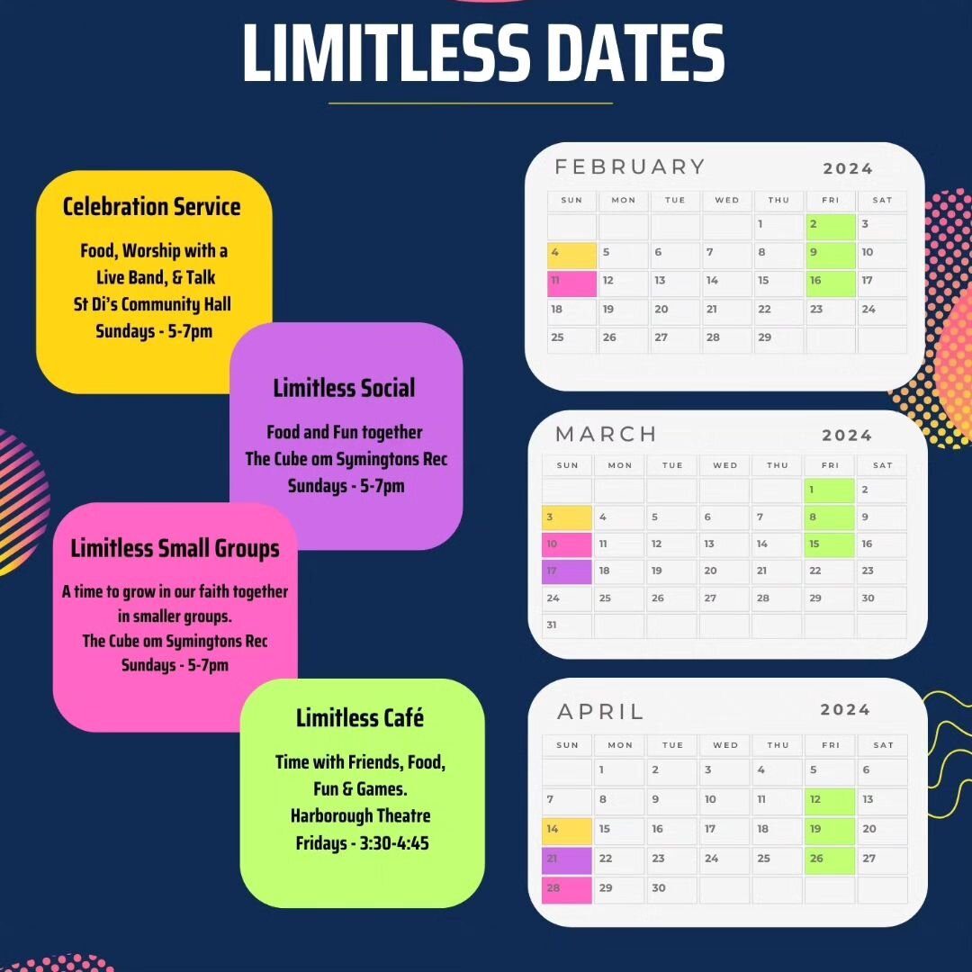 Limitless Dates for this term, see you there! 👍🎉💡⭐