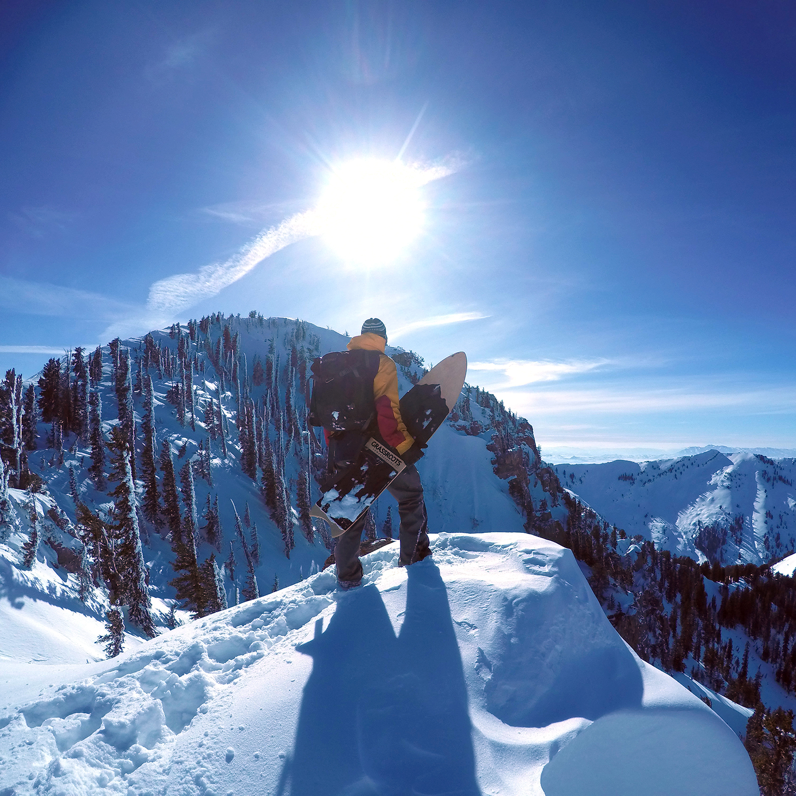 Jeremy Jensen surfs mountains. Wasatch backcountry, 2015