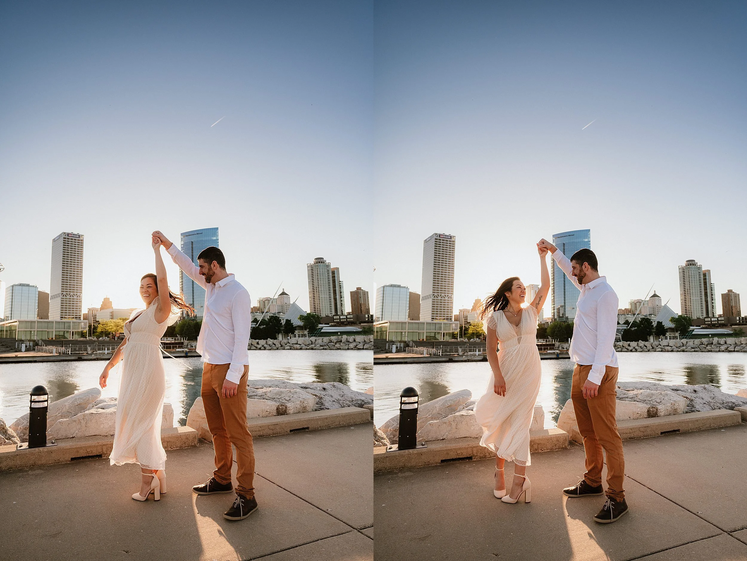 RoostMKE Married in Milwaukee mke downtown egagement session discovery world lake michigan golden hour_0223.jpg