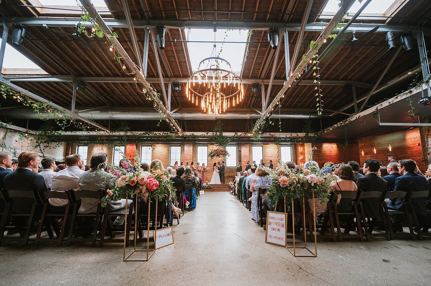Cream City brick and living ivy ballroom at The Ivy House Milwaukee wedding venue