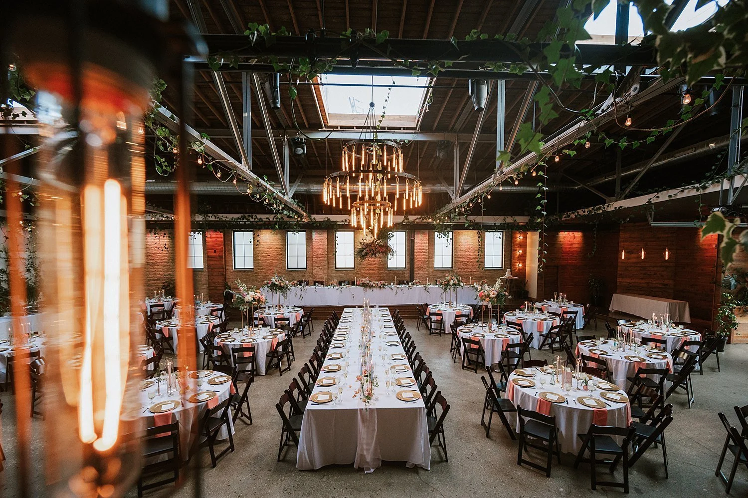 Cream City brick and living ivy ballroom at The Ivy House Milwaukee wedding venue
