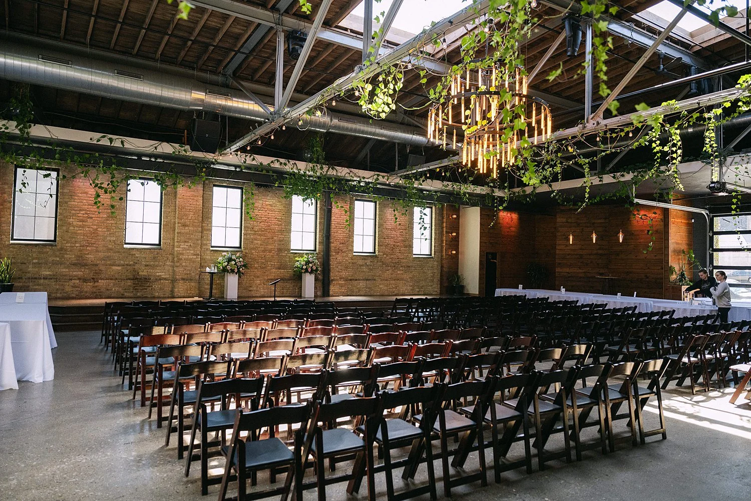 Cream City brick and living ivy ballroom at The Ivy House Milwaukee wedding venue