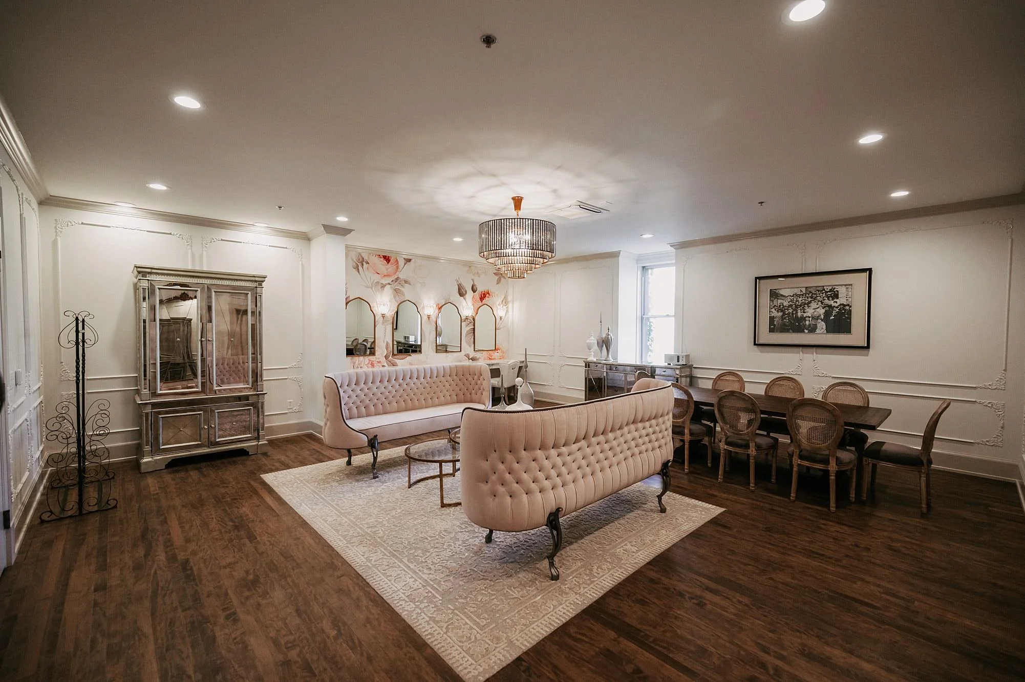 A historic church restored into a moden wedding venue - the Dutchess suite provides brides with a class and comfortable place to get ready for their wedding day.