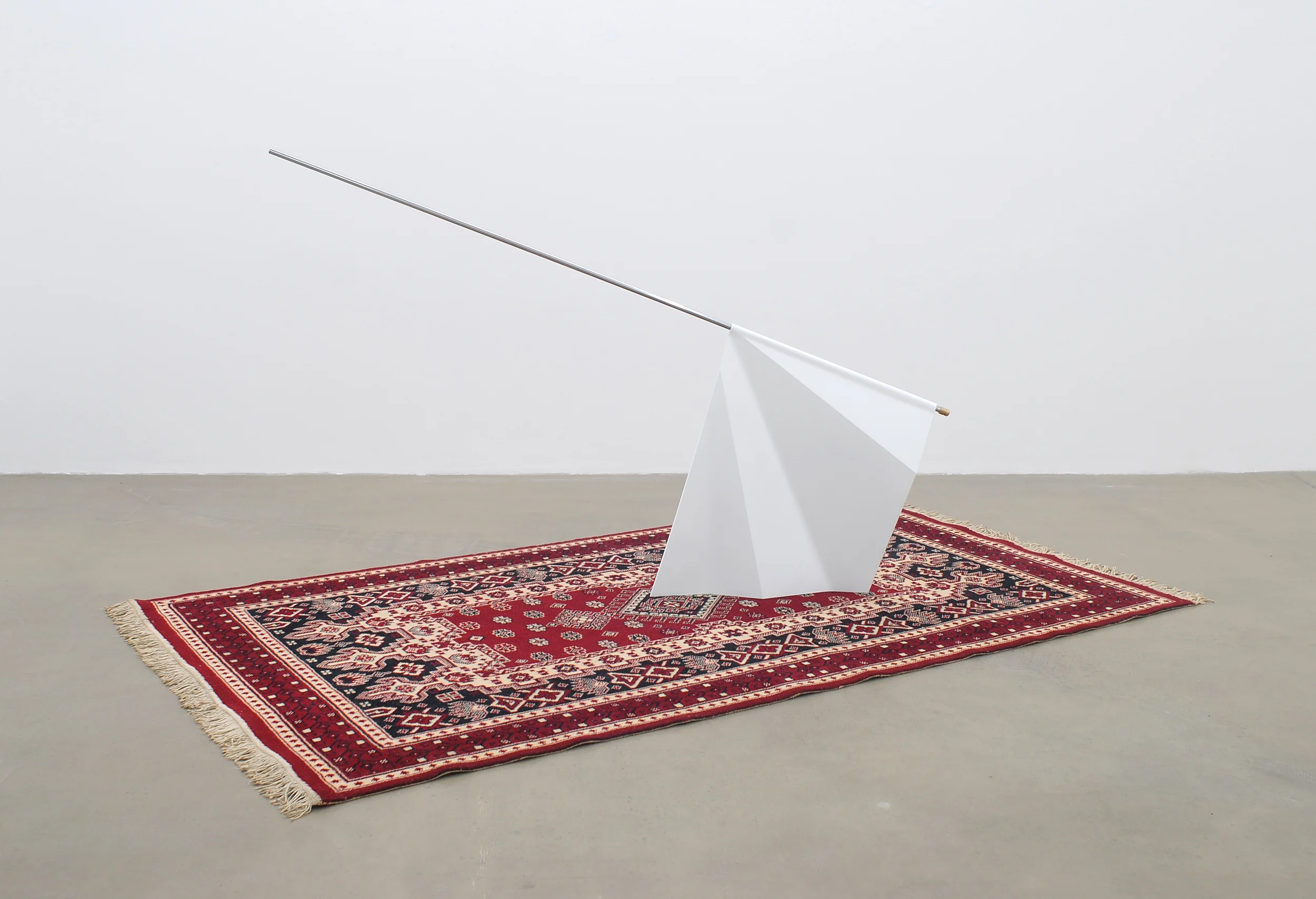 Radu Cioca, Corrupted Symbols (2013), vintage rug/resin/paint/steel/bronze, 245 x 146 x 126 cm
