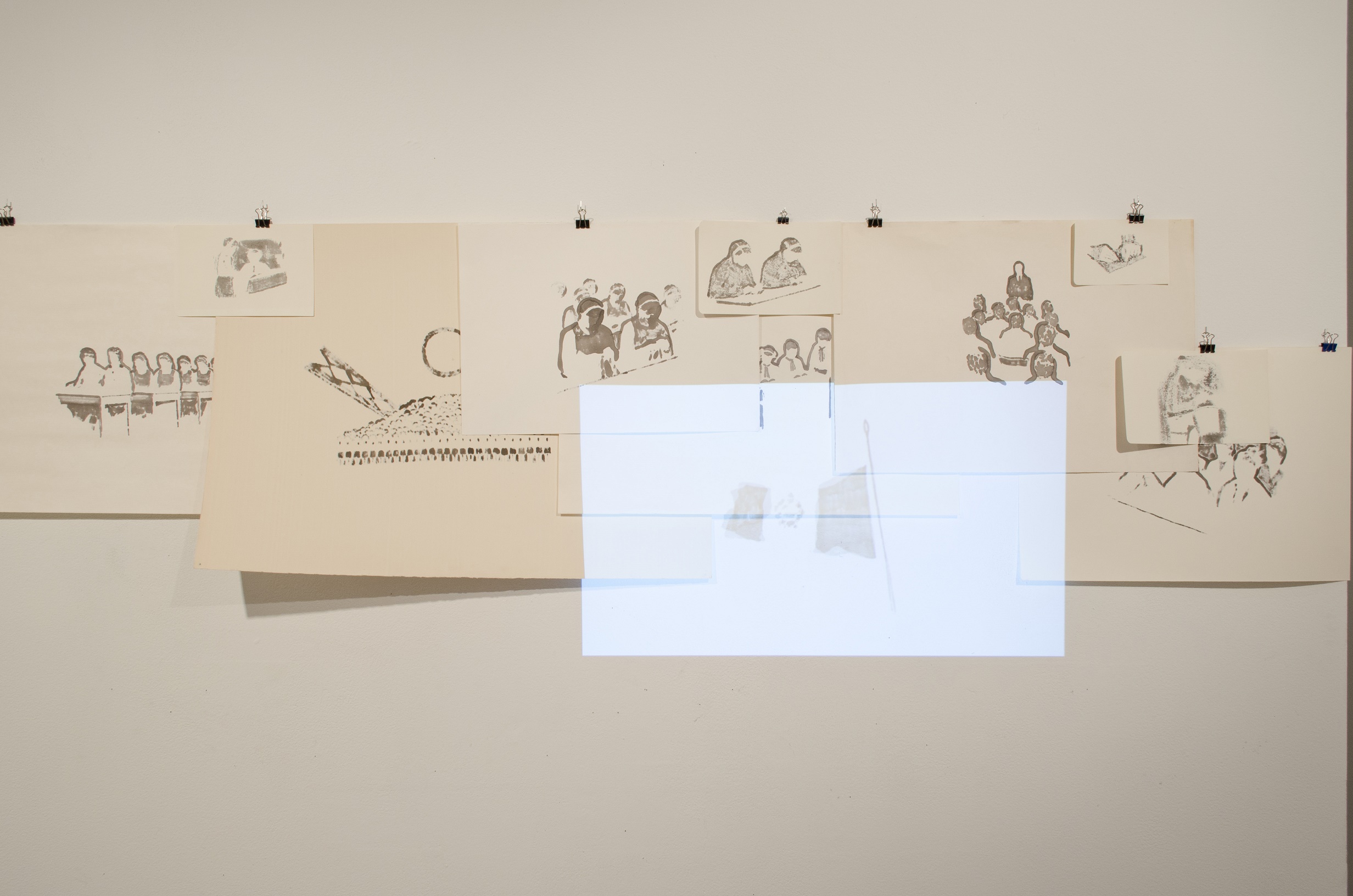 PREA TINERI PENTRU AMINTIRI (2015) felt pen on paper, loop animation, 180 x 60 cm