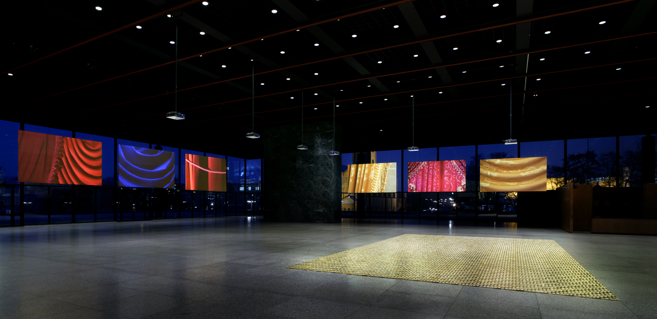 BARONS' HILL (2004) Neue Nationalgalerie in Berlin, six channel installation / The Dream Floor (2006) 8x10m, pressed brass, wood