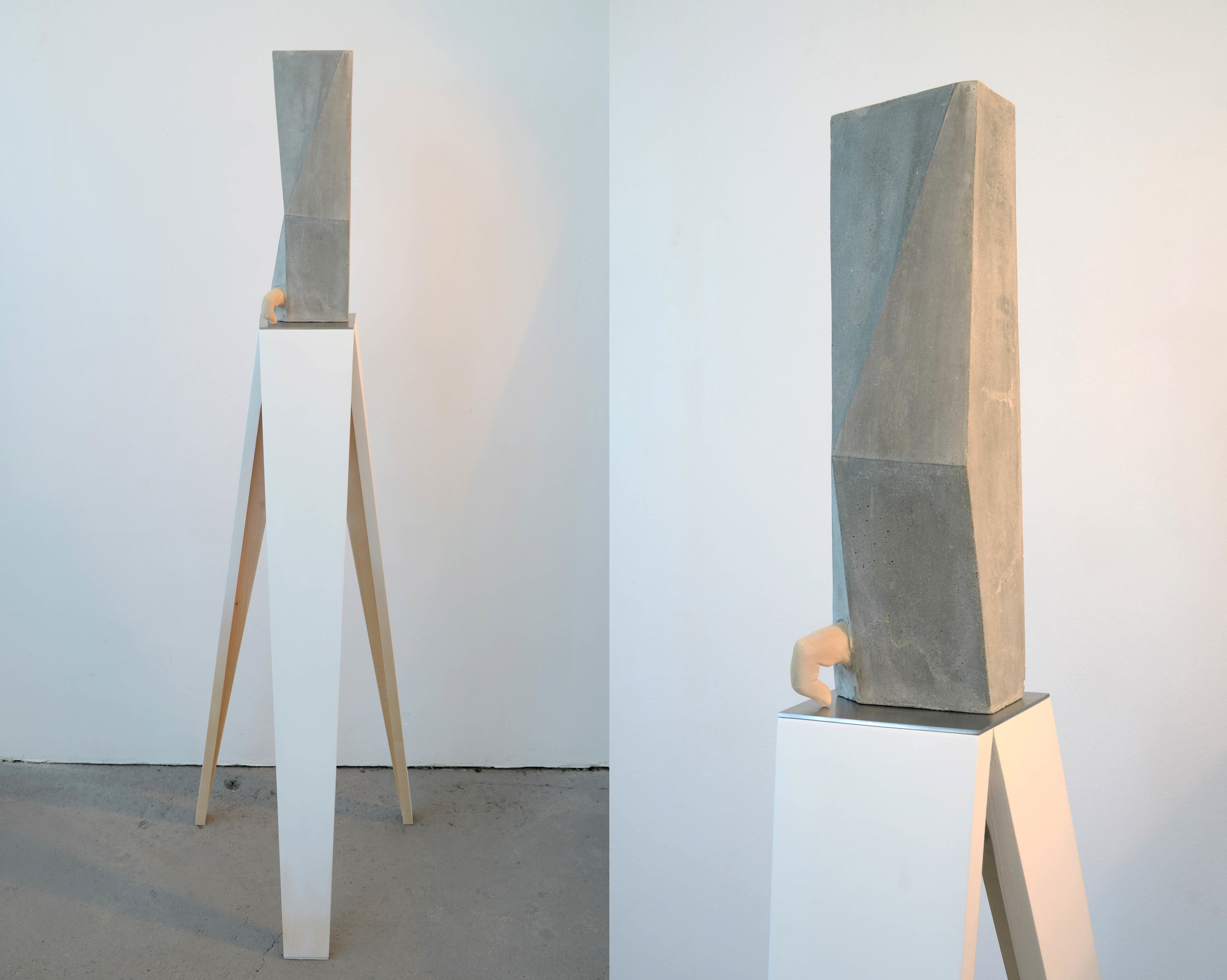 WITH (2013)  concrete, resin, graphite, metal, wood, paint, 136 x 40 x 41 cm