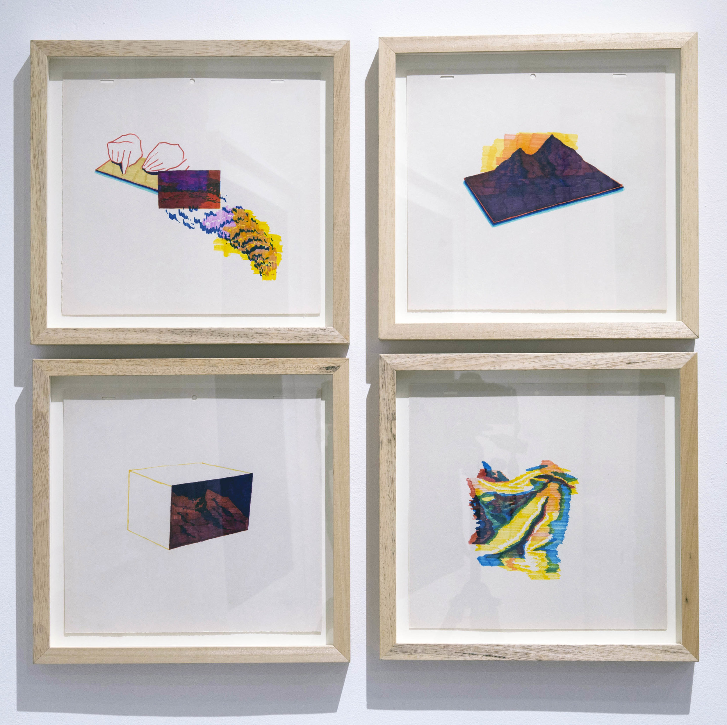SUBJECTIVE CARTOGRAPHY (2014) series of 4 drawings felt pen on paper, 28.6x30.2cm/each