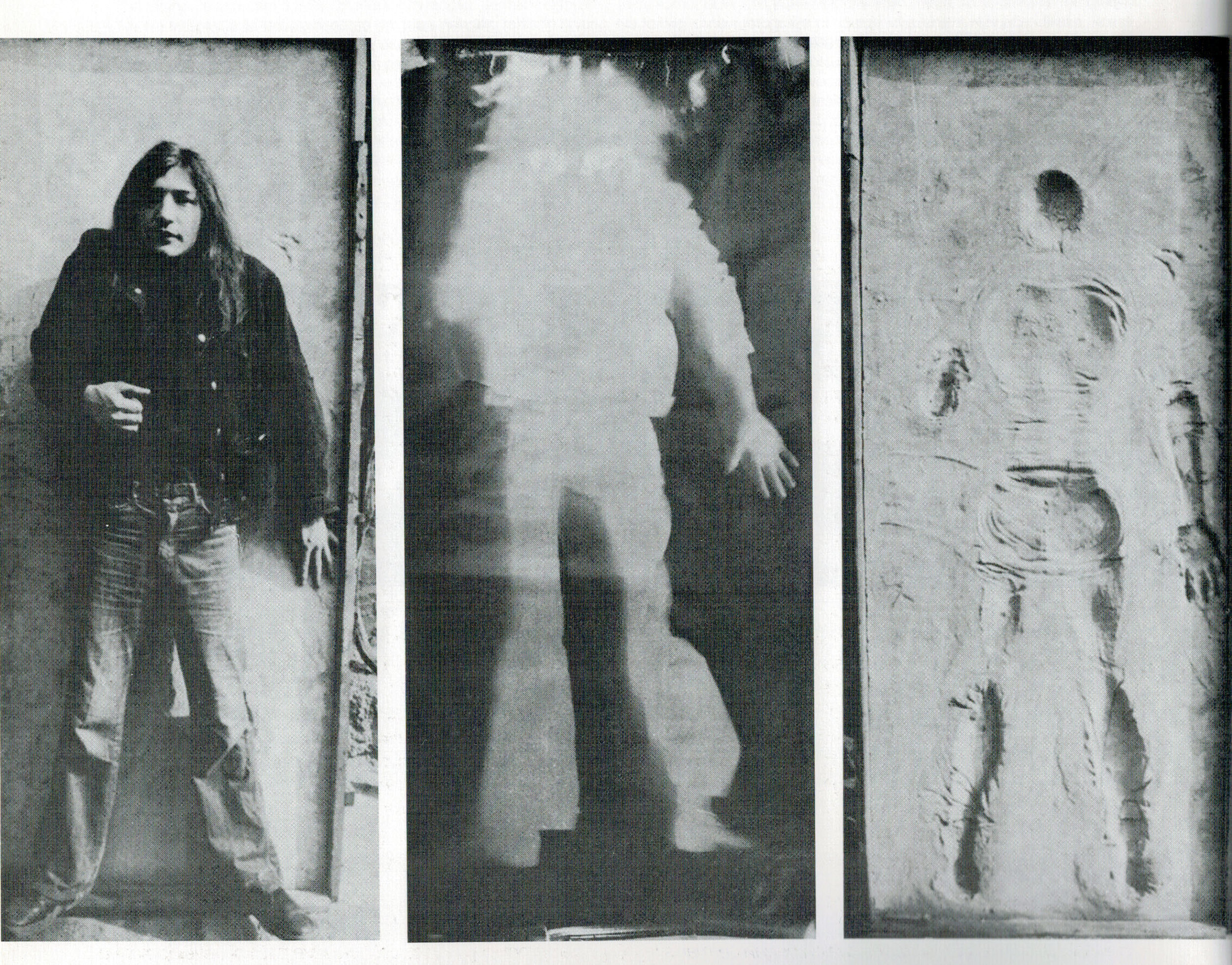 TRIPTYCH (1975-1977) black and white photograph, photogram, concrete