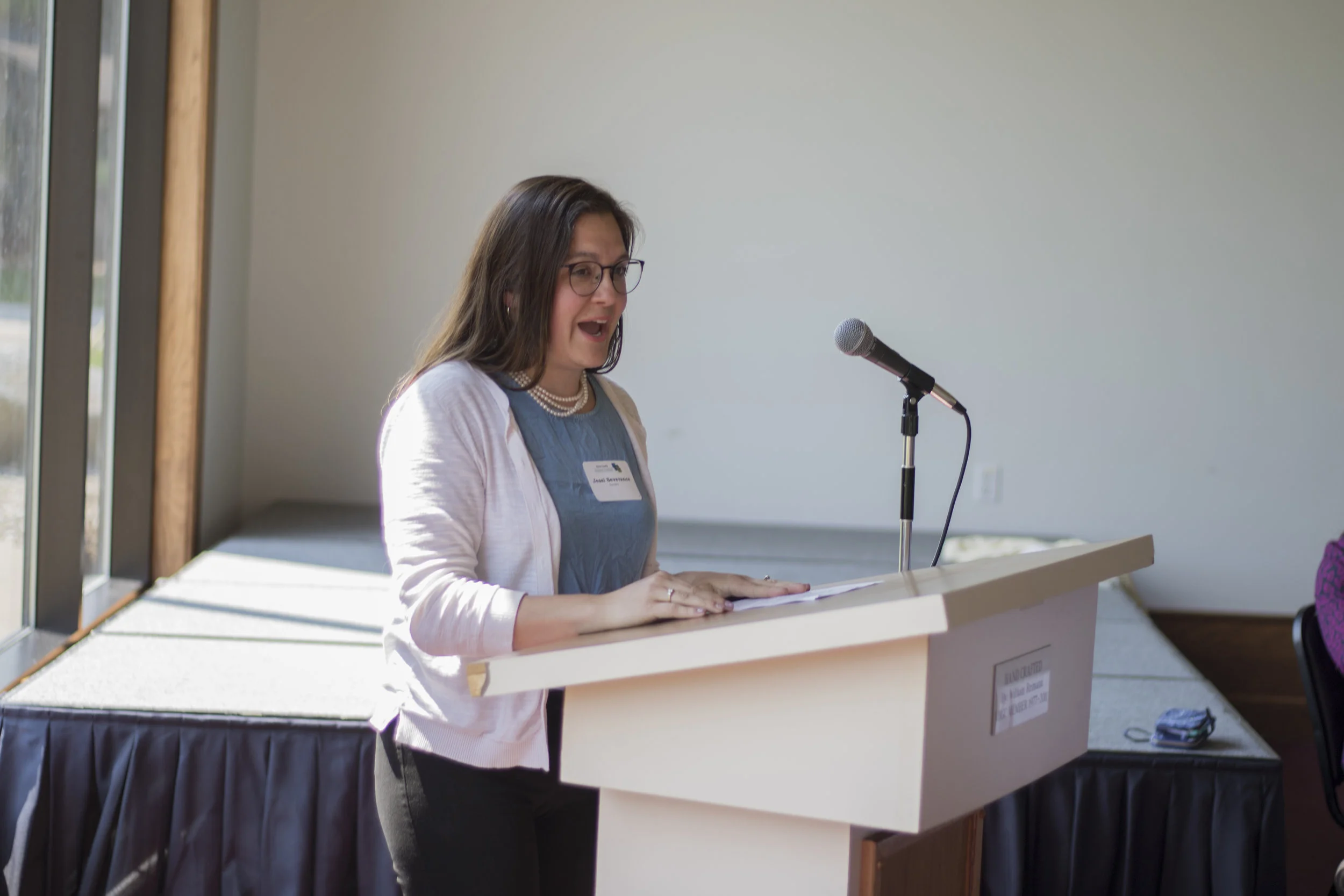 Jessi Severance addressing the recipients at the HCCF Scholarship Reception on April 28th.