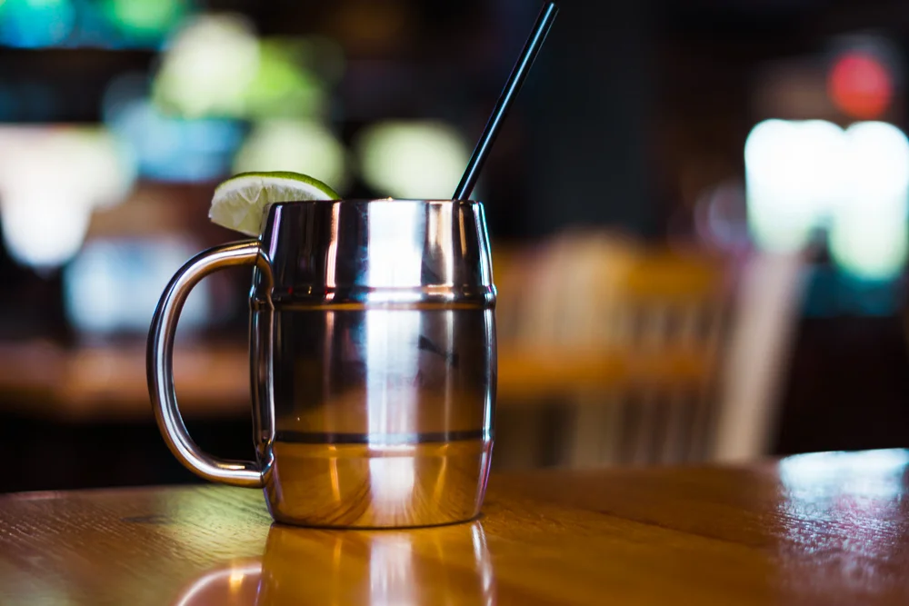 Jameson, fresh squeezed lime ginger beer, served in a copper mug.