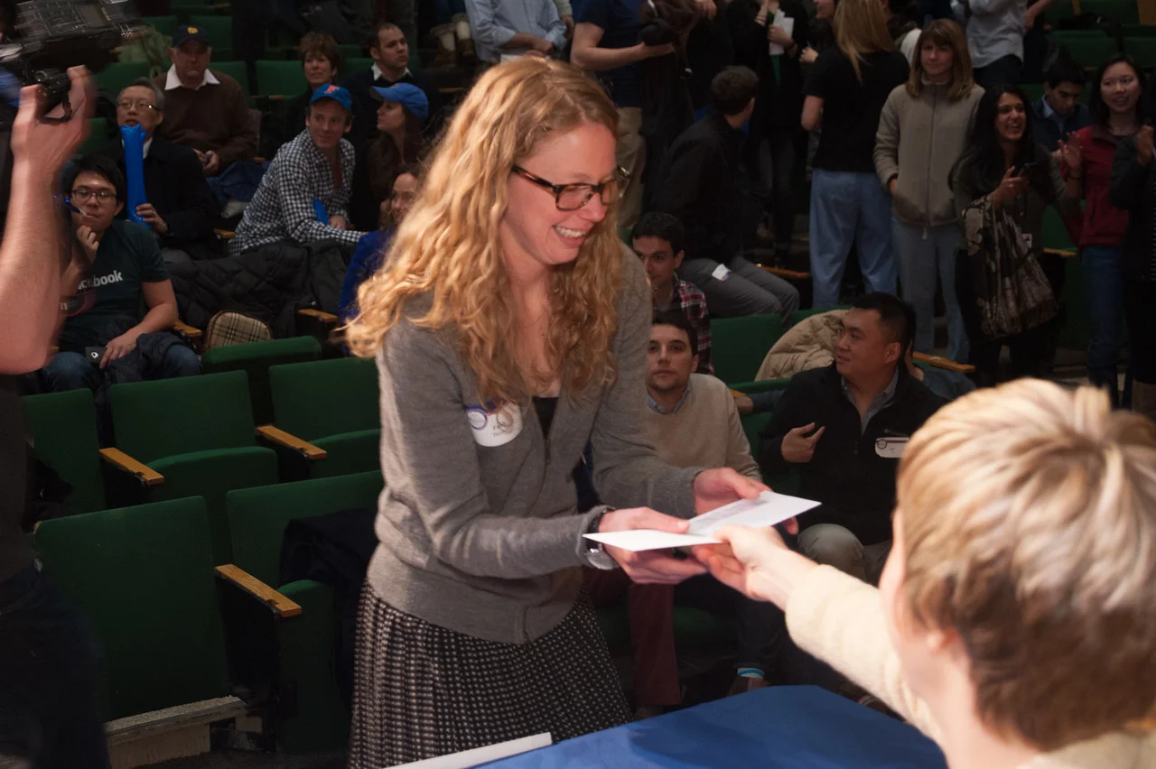 Emily Baumrin anxiously accepts her Match envelope.