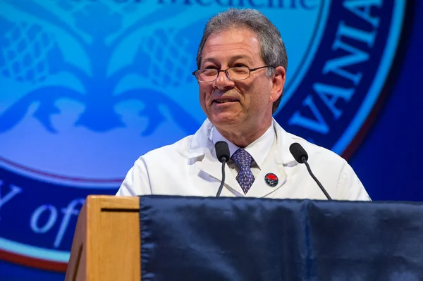 Jack Ludmir, C’77, RES’87, Professor and Chair, Obstetrics and Gynecology at Pennsylvania Hospital and Vice Chair, Obstetrics and Gynecology at the Perelman School of Medicine, delivers the keynote address. Emphasizing the humanity of their field, Dr. Ludmir reminded students, “You are human. God made you on the sixth day when he was tired. Be humble.”