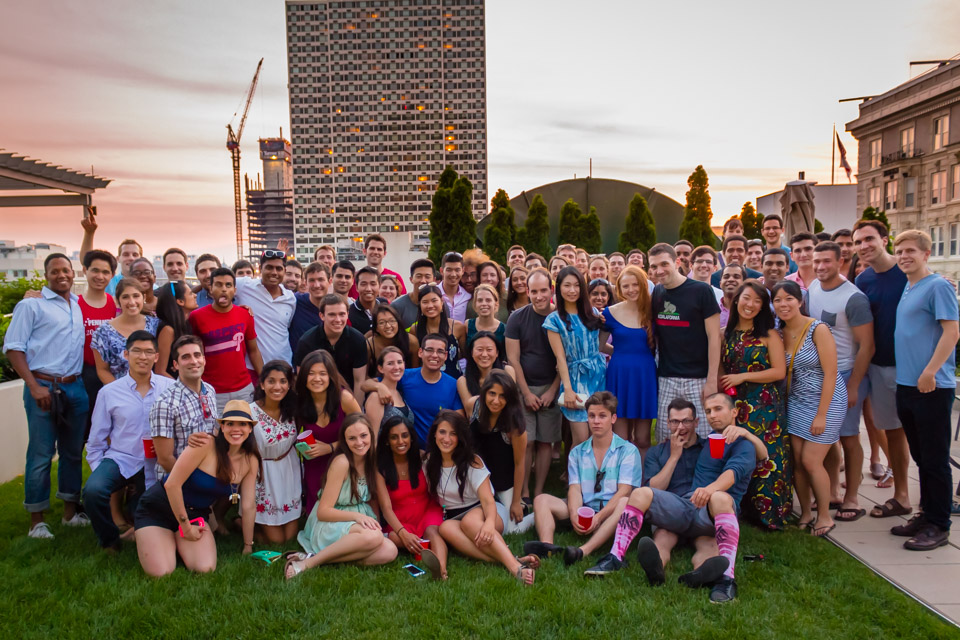   Enjoying the warm weather and rooftop views at the end-of-MS1 BBQ.  Photo credit : Ricardo Linares  