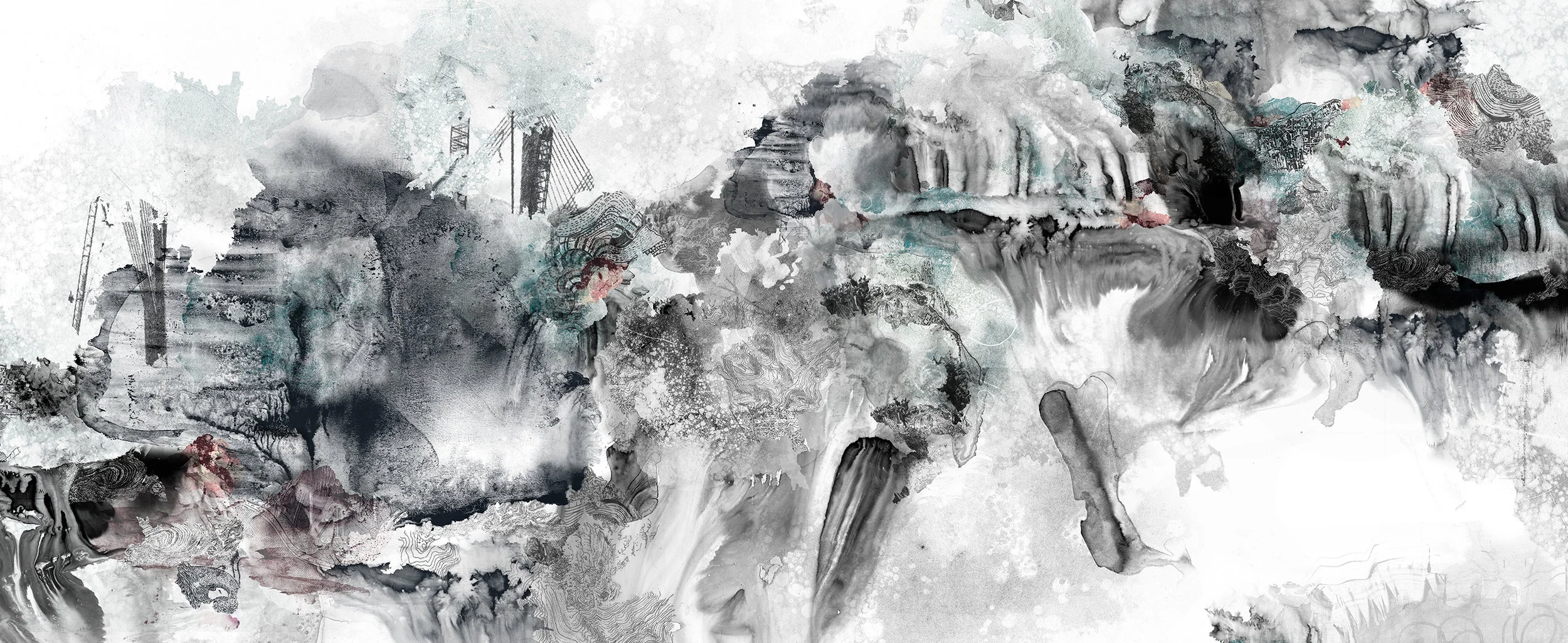  Black Matter I {detail} |  Ink, monotype, watercolor, collage on paper  | 70 x 44 in 