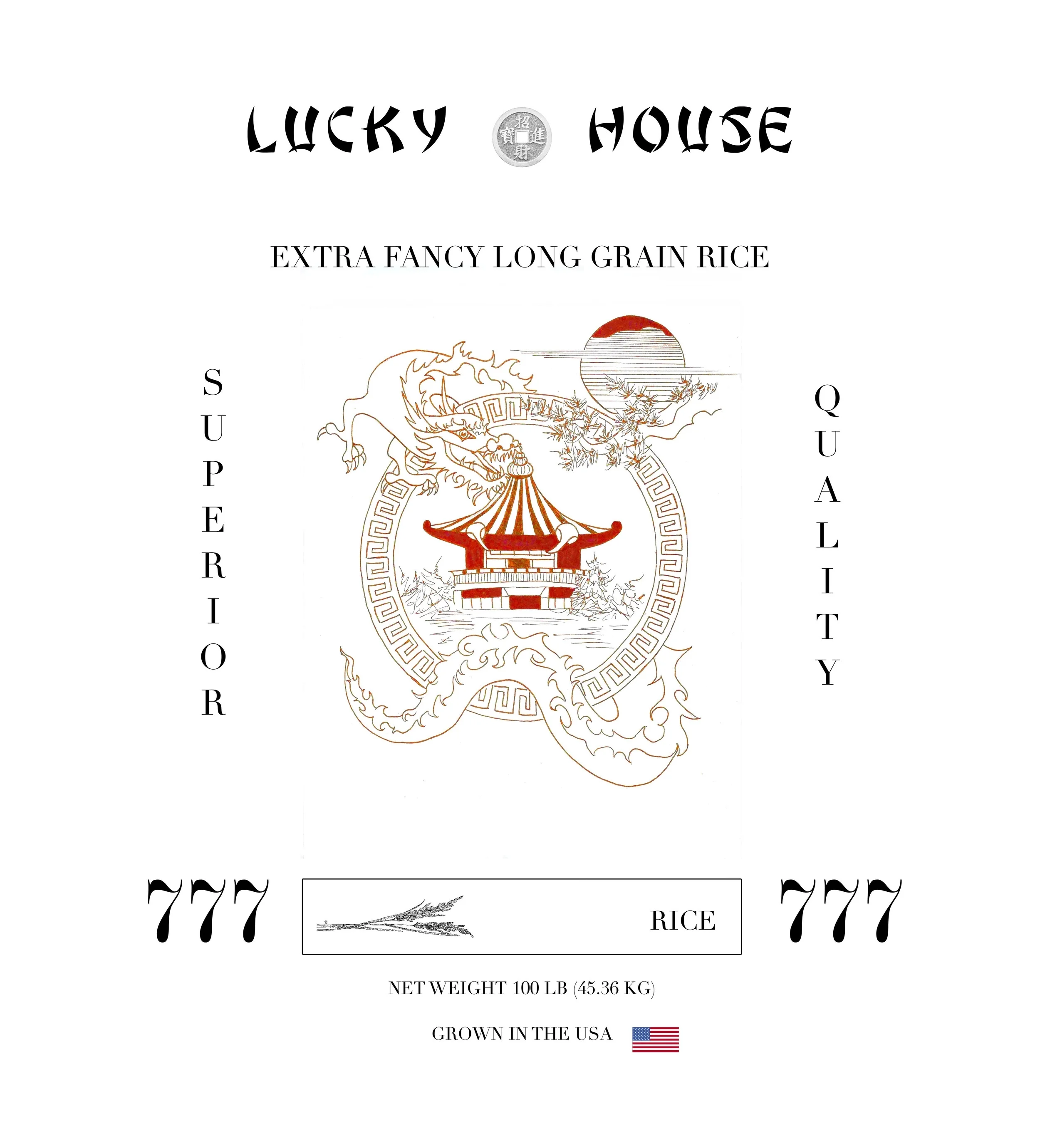 Lucky House, Rice Label