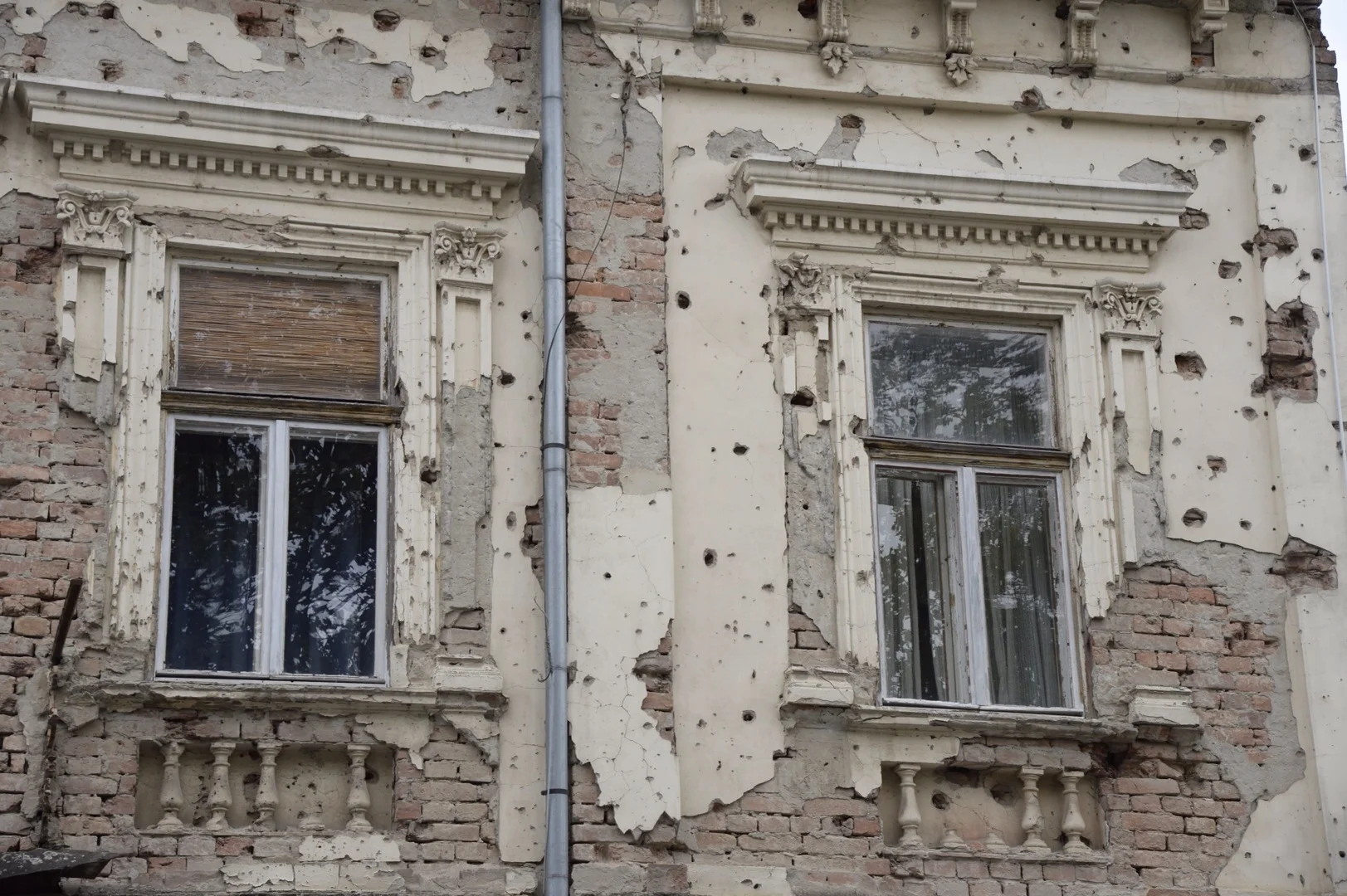 Another building with bombing damage in Vukovar, Croatia
