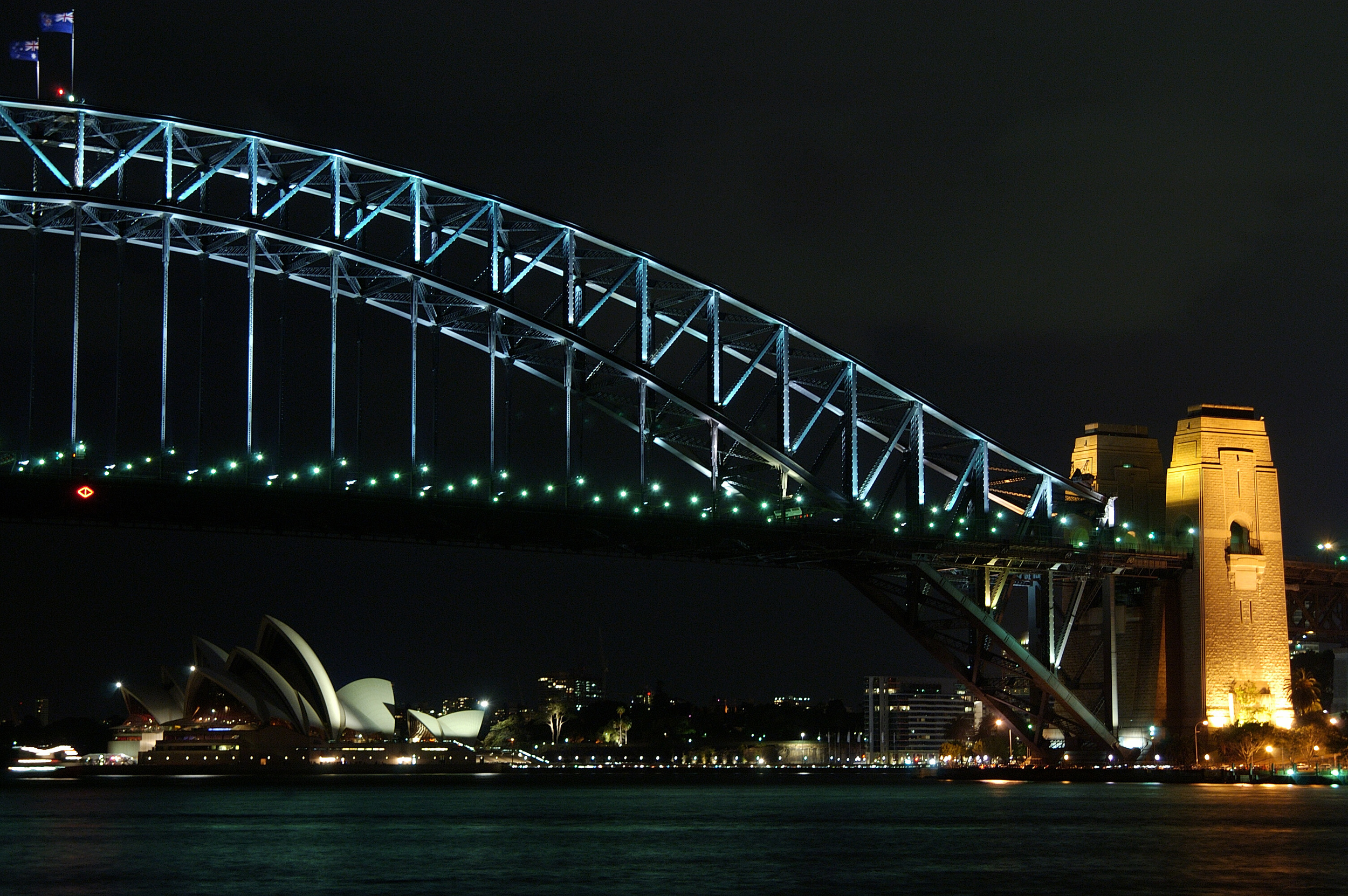 The "post card" shot- Opera house and Sydney Harbour Bridge in the same shot at night!