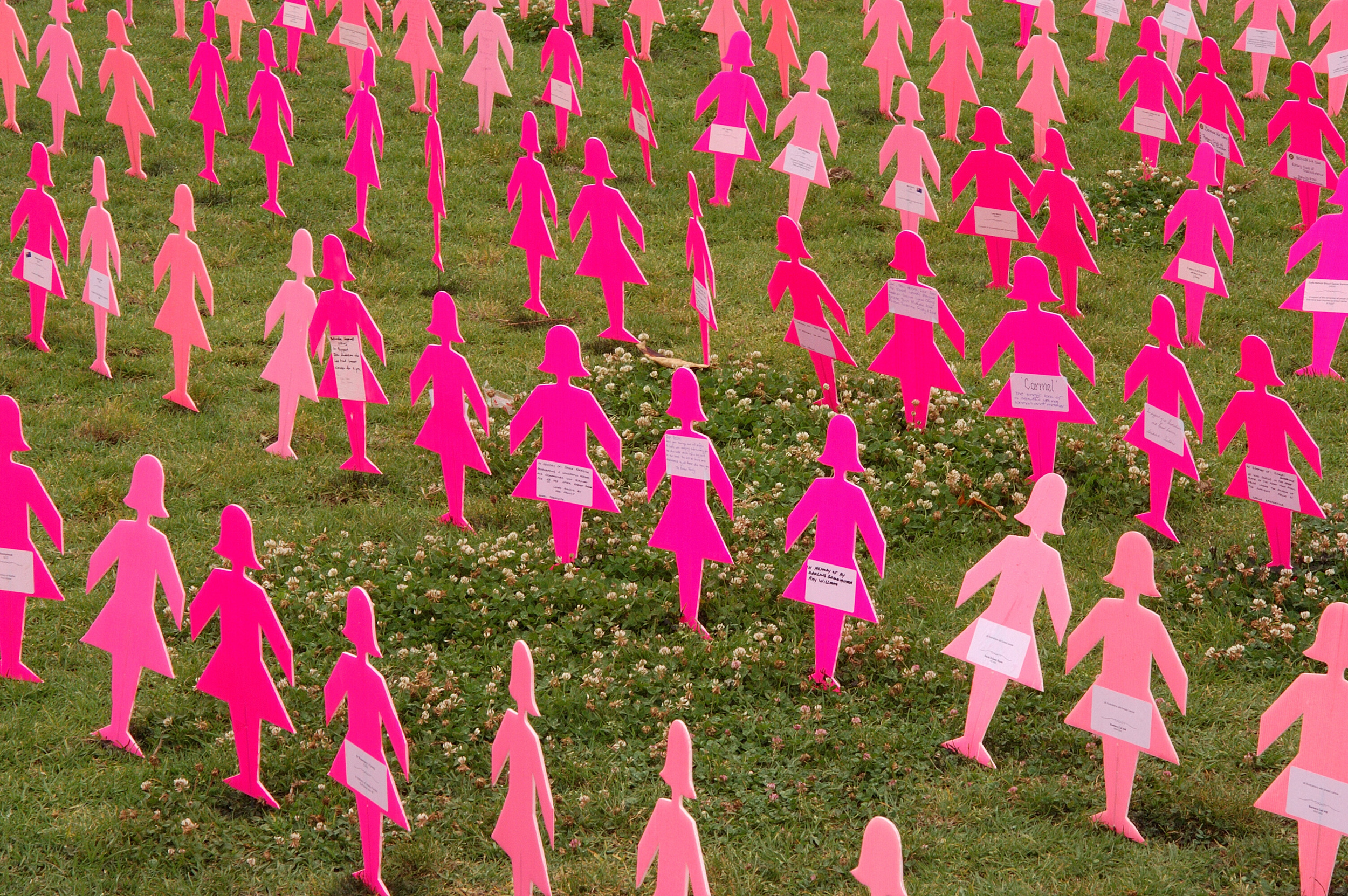 A display for victims of breast cancer on the Domain