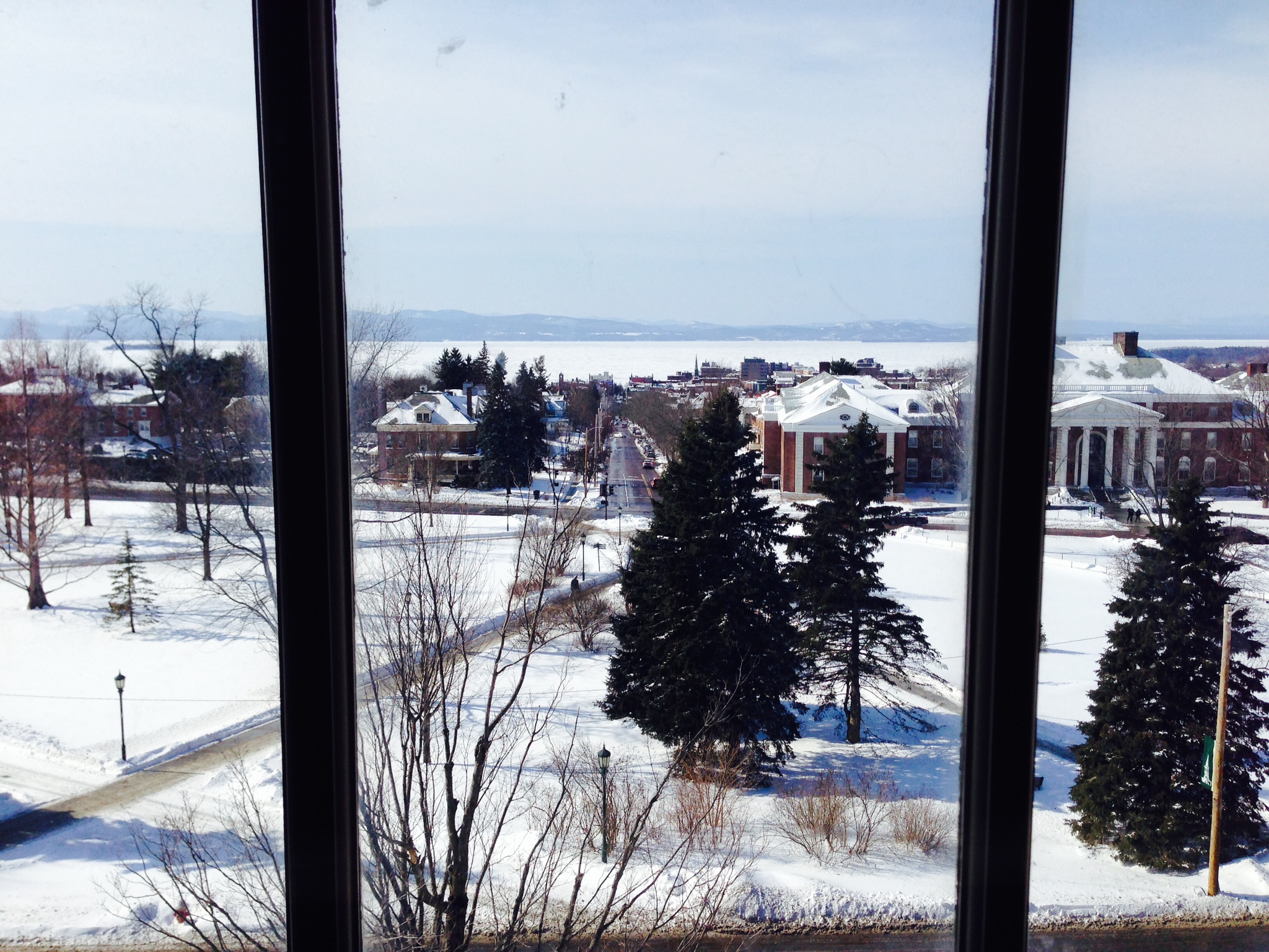 The UVM Campus sits above Lake Champlain with the city of Burlington and the mountains in the distance. This conference room is on the top floor of the building where our daughter would take most of her classes...hmm, is it any wonder they took us here on the tour?