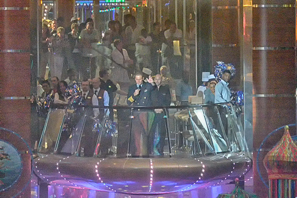 The captain makes use of the Rising Tide bar for his entrance during a parade