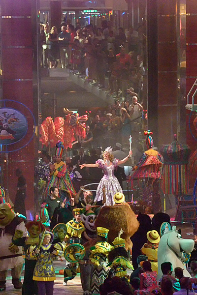 A kids parade works its way through the Royal Promenade