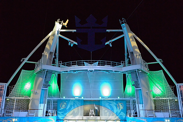 Nighttime view of the Aqua Theater