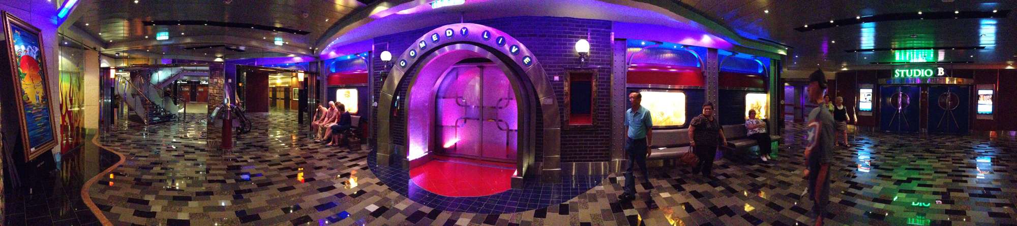 A panorama of Entertainment Place, the Comedy Club, Studio B, Casino Royale theaters and clubs