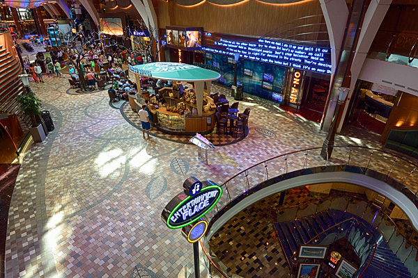 On Air Club, Starbucks kiosk and the stairs to Entertainment Place on the Royal Promenade